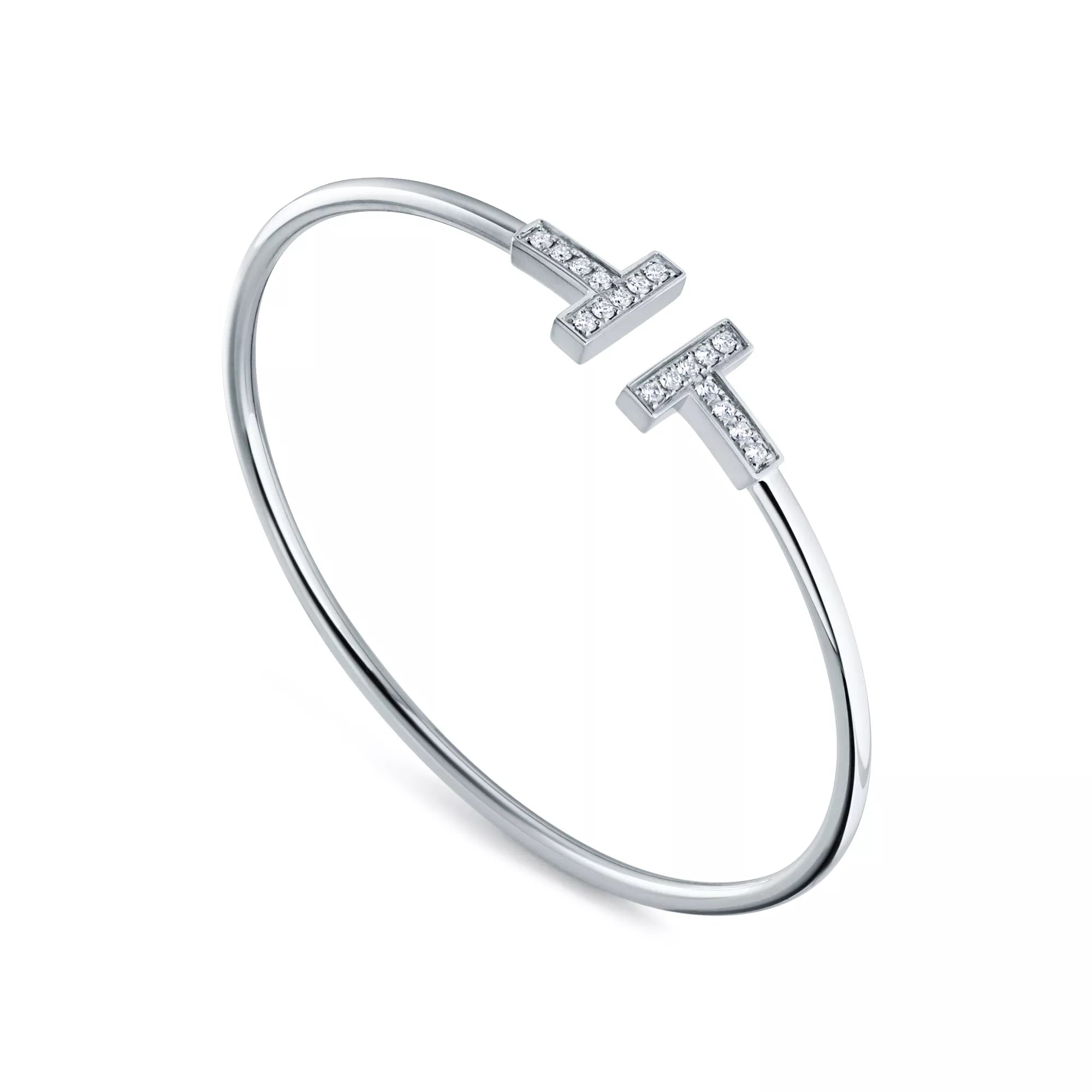 AV T Bracelet - White Gold Wire with Diamonds