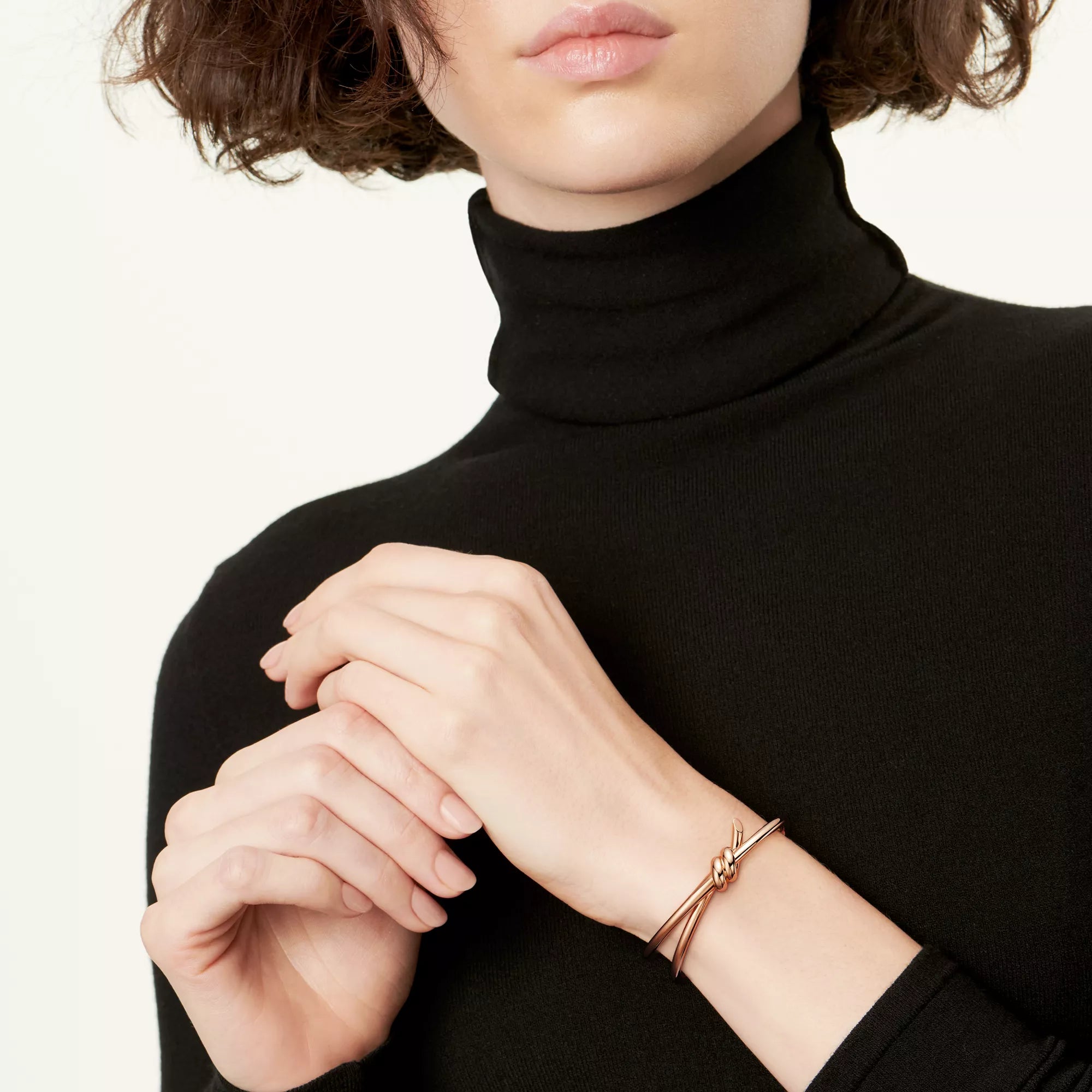 AV Lucent Bracelet - Double Row Hinged Bangle (Rose Gold)
