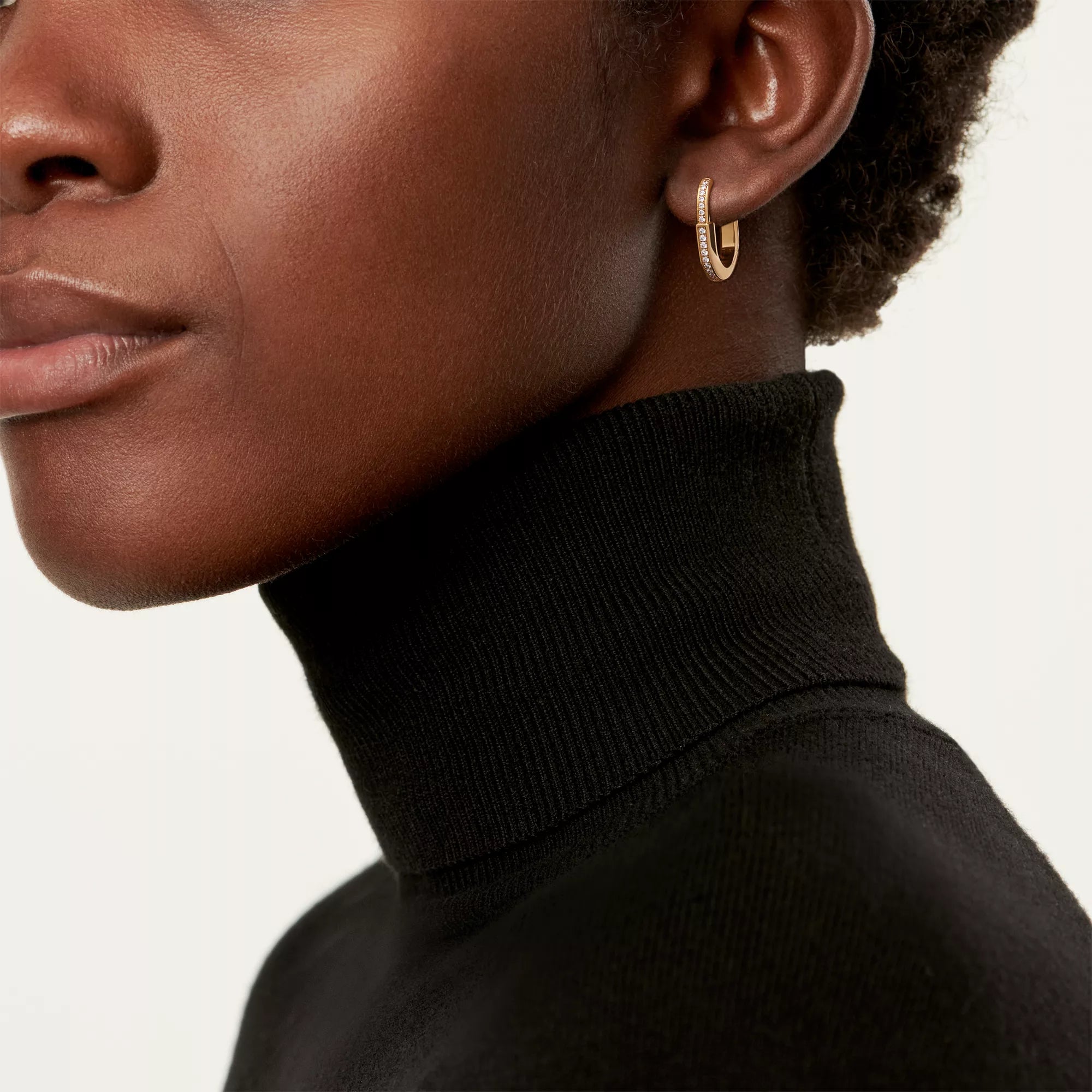 AV Lock Earrings - Yellow Gold with Full Pavé Diamonds, Small