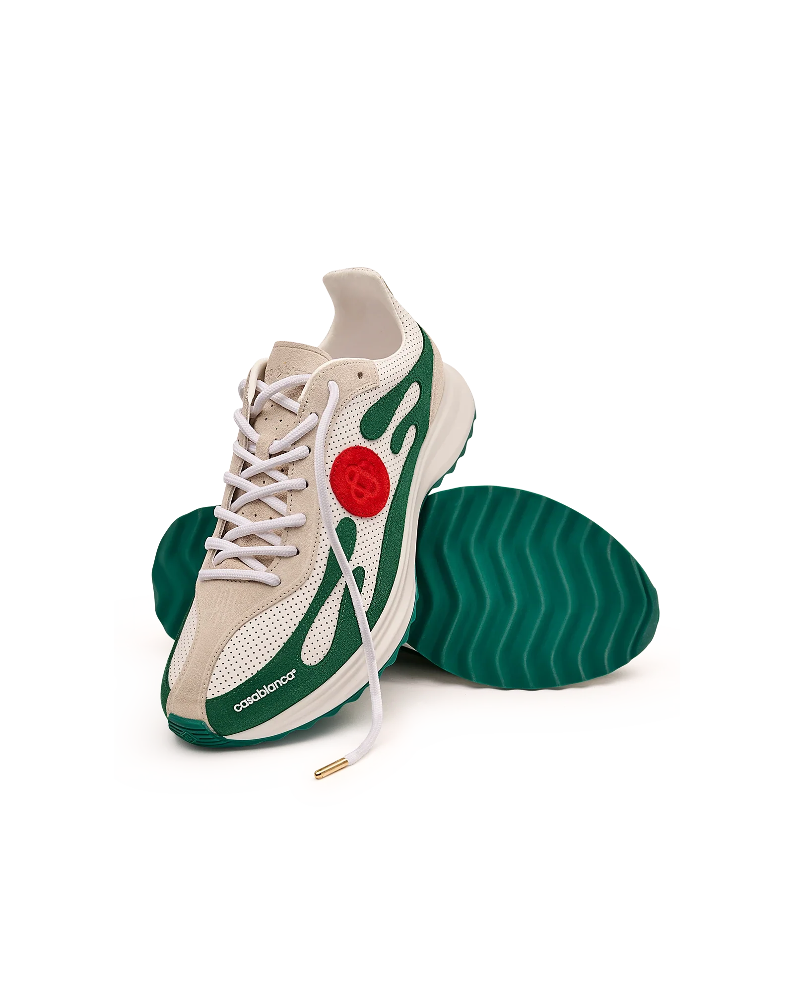 Women's White & Green Stade Sneaker