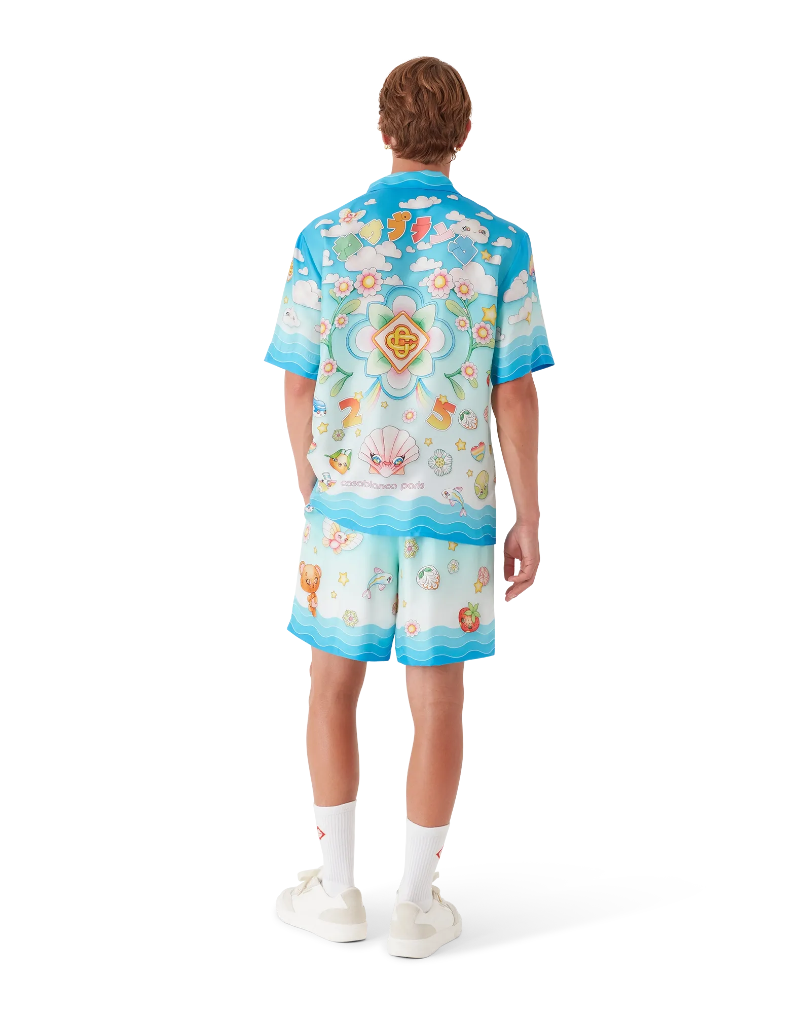 Kawaii Motif Short Sleeve Silk Twill Shirt
