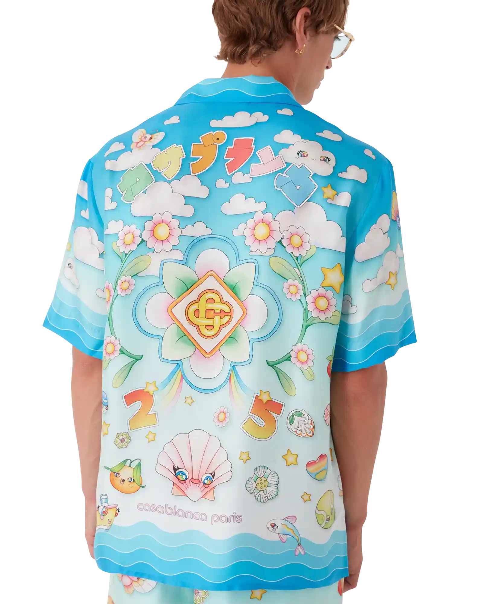 Kawaii Motif Short Sleeve Silk Twill Shirt
