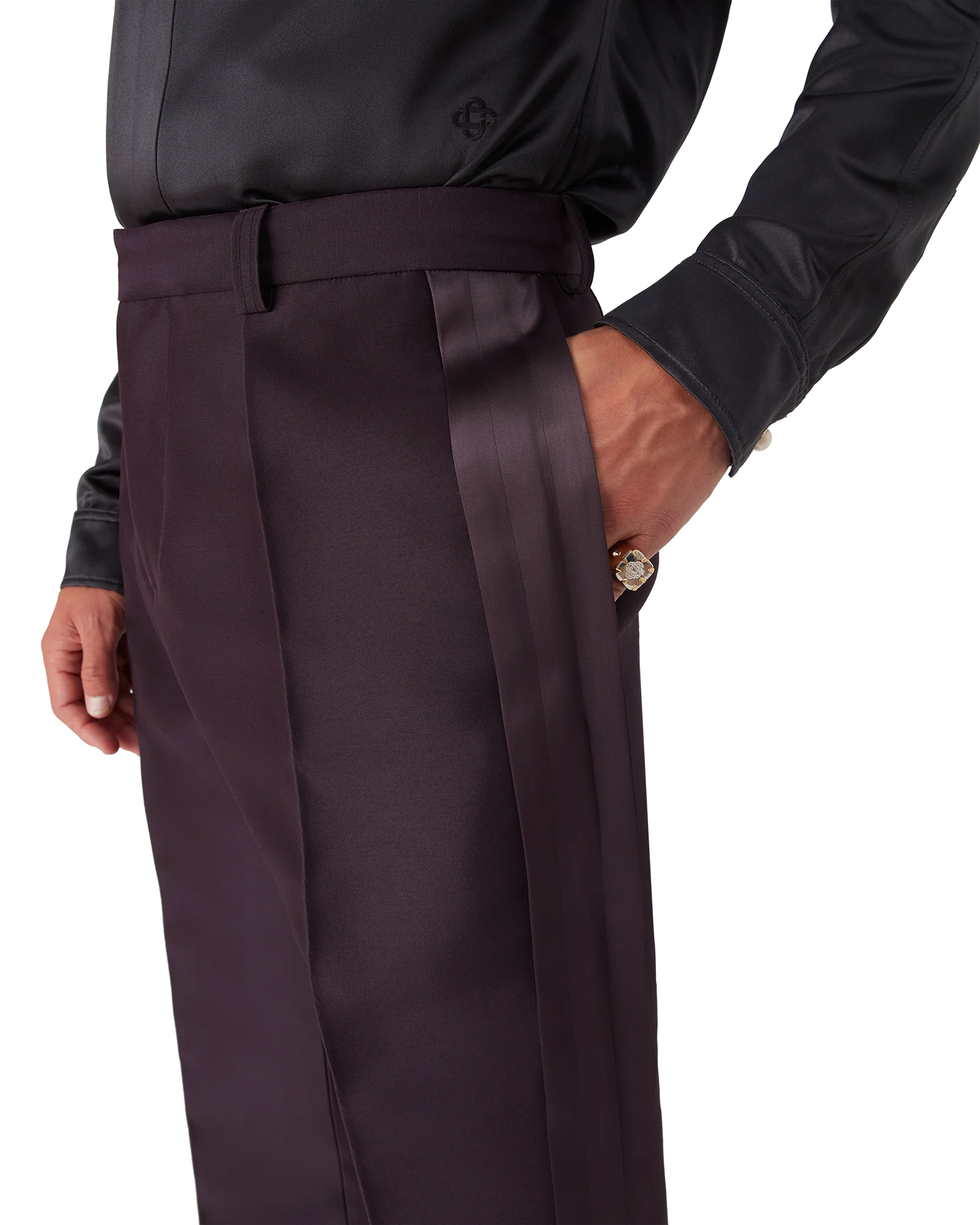 Blend Tailored Side Stripe Wool Silk Trousers
