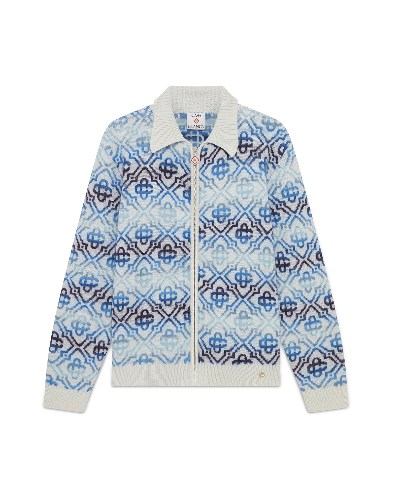 Space Dye Monogram Long Sleeve Merino Cardigan