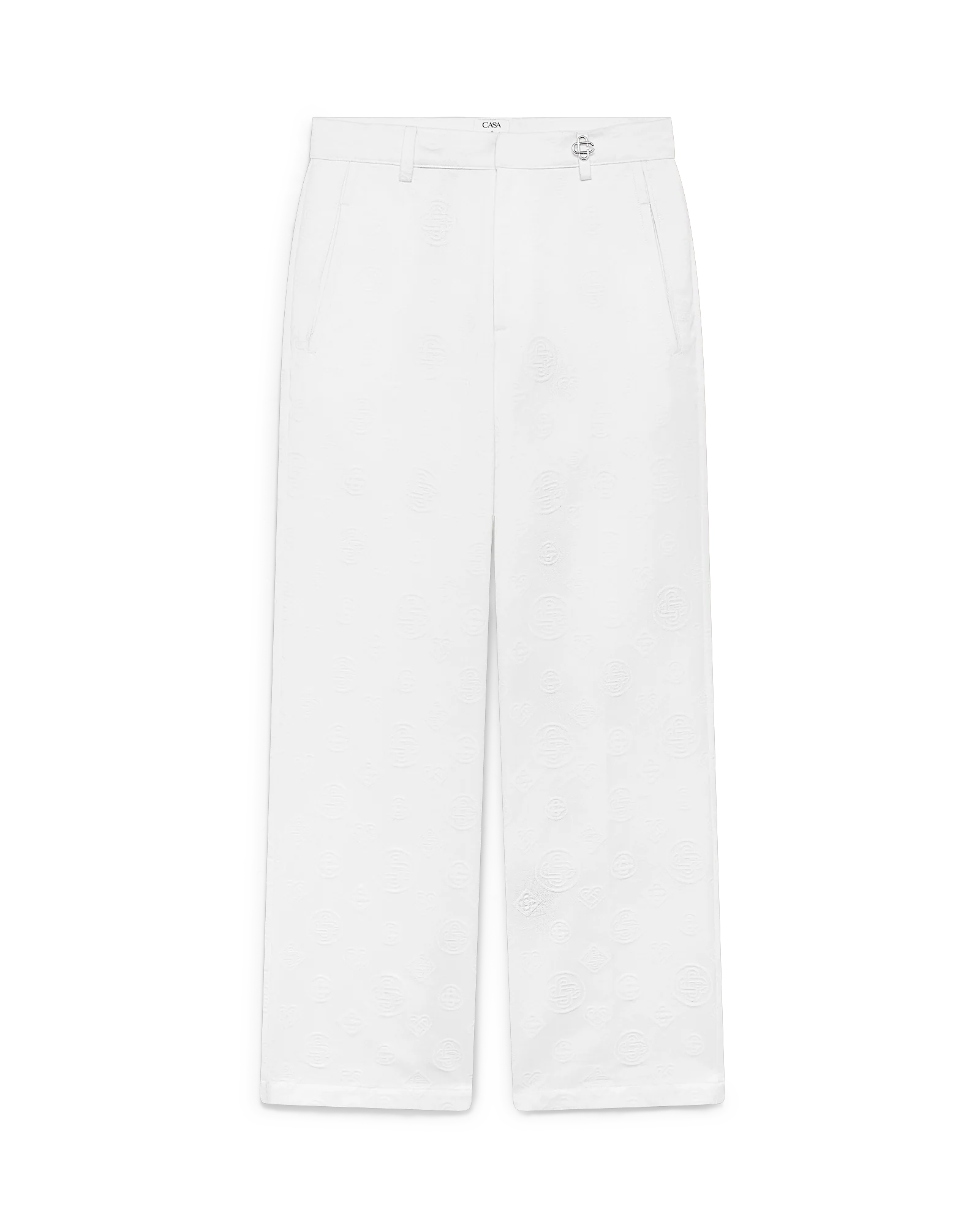 White Monogram Chino Trousers