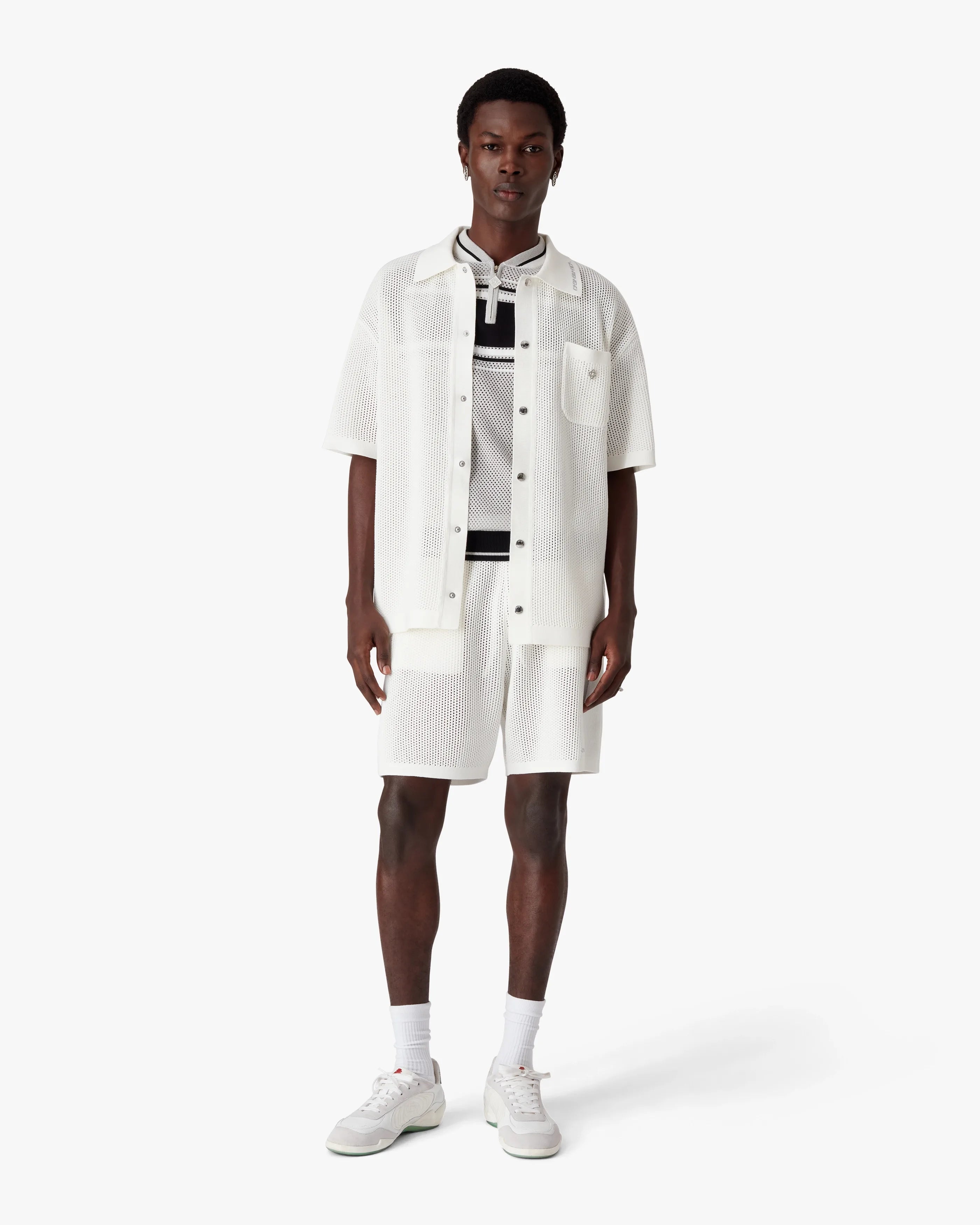 White Short Sleeve Mesh Shirt
