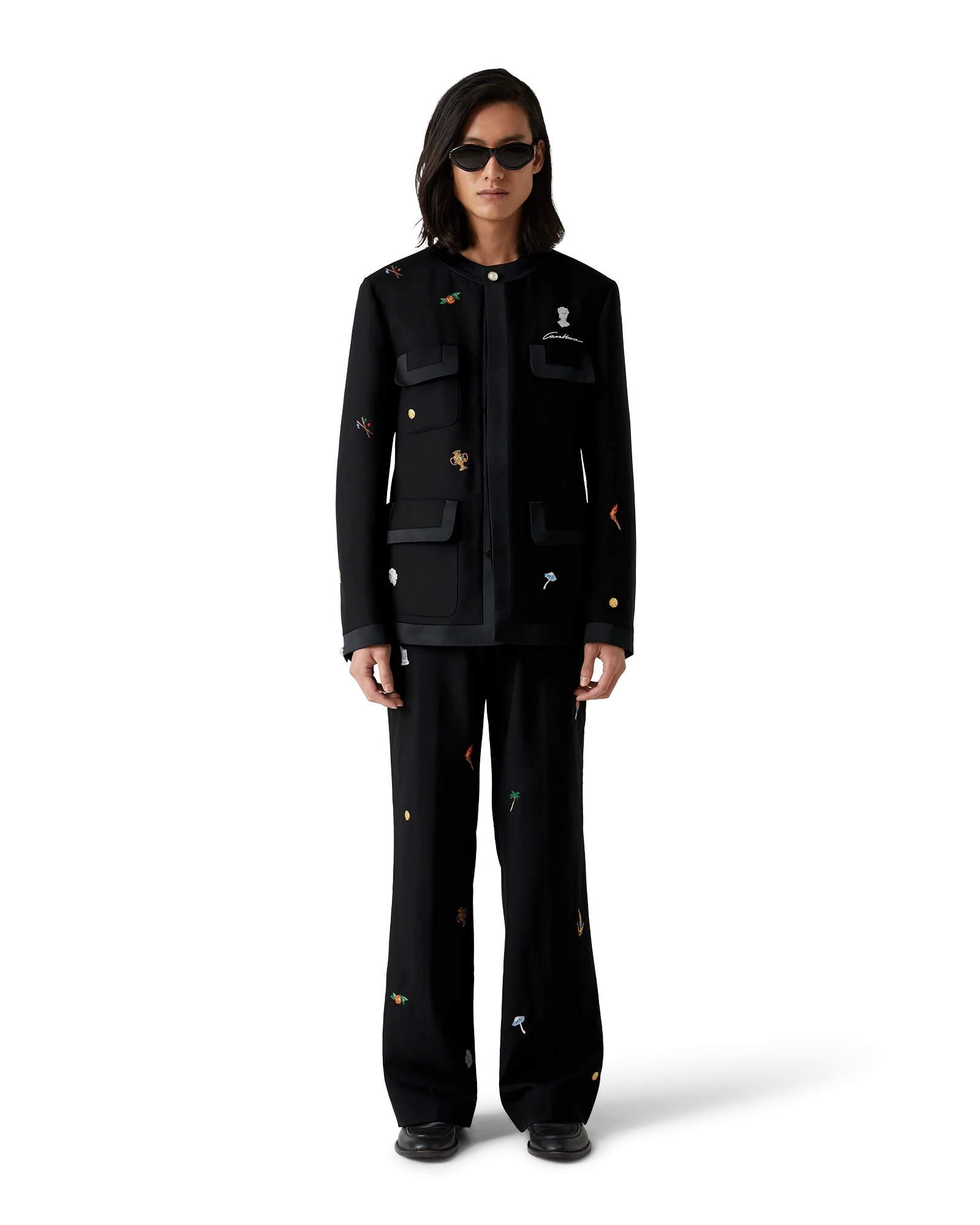 Embroidered Motif Wool Tailored Jacket