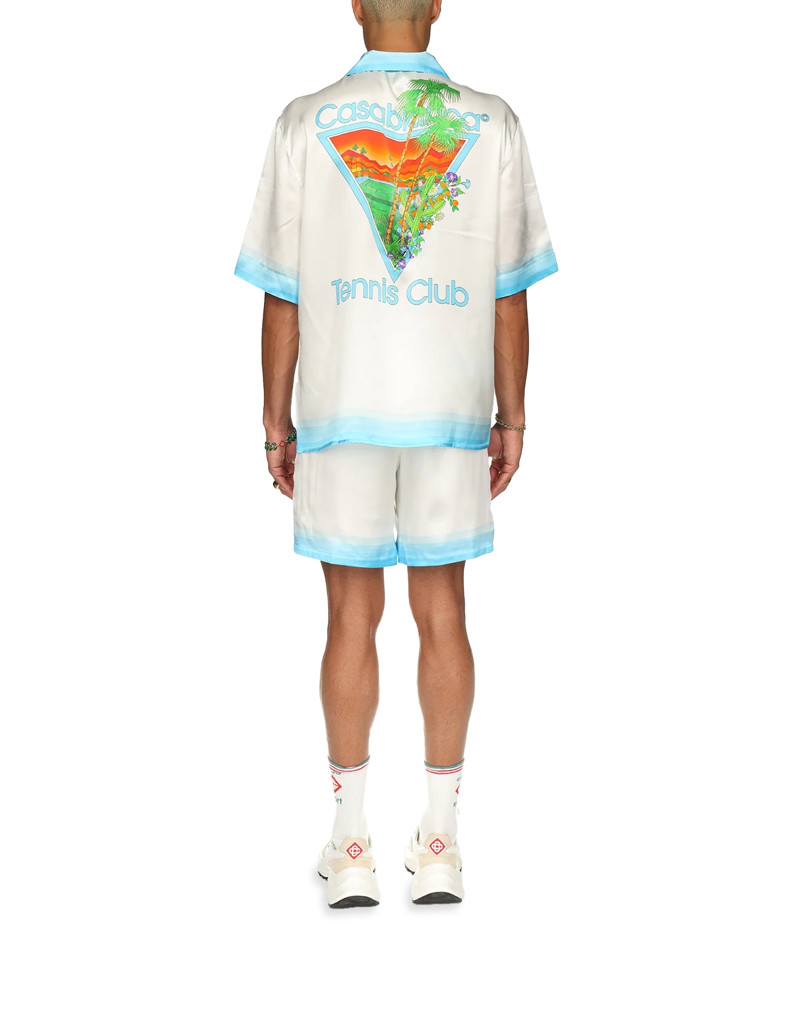 Palm Springs Icon Blue Cuban Collar Short Sleeve Silk Shirt