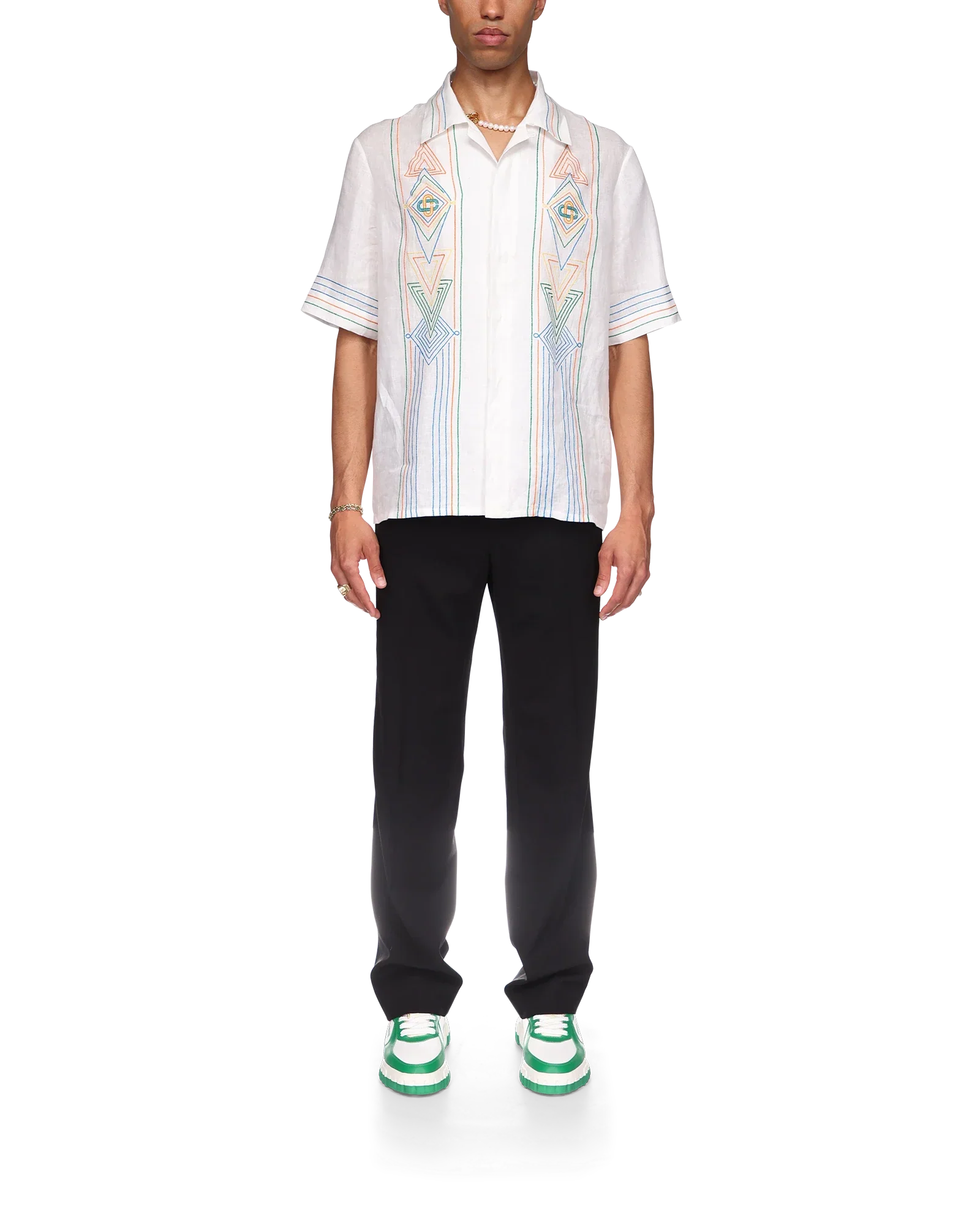 Le Fil De La Musique Short Sleeve Linen Shirt