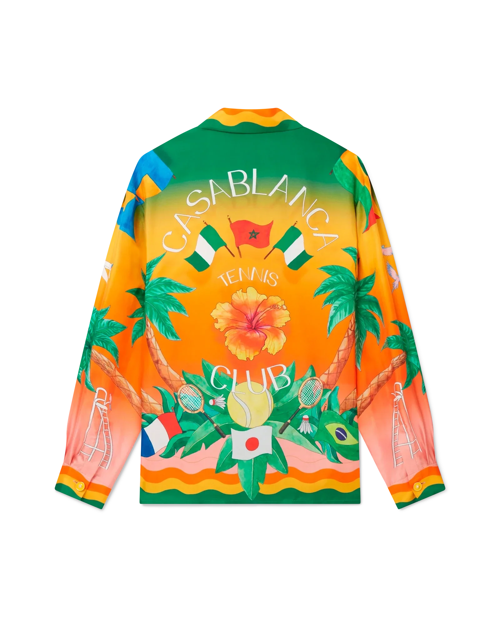Tennis Club En Fleur Long Sleeve Silk Shirt