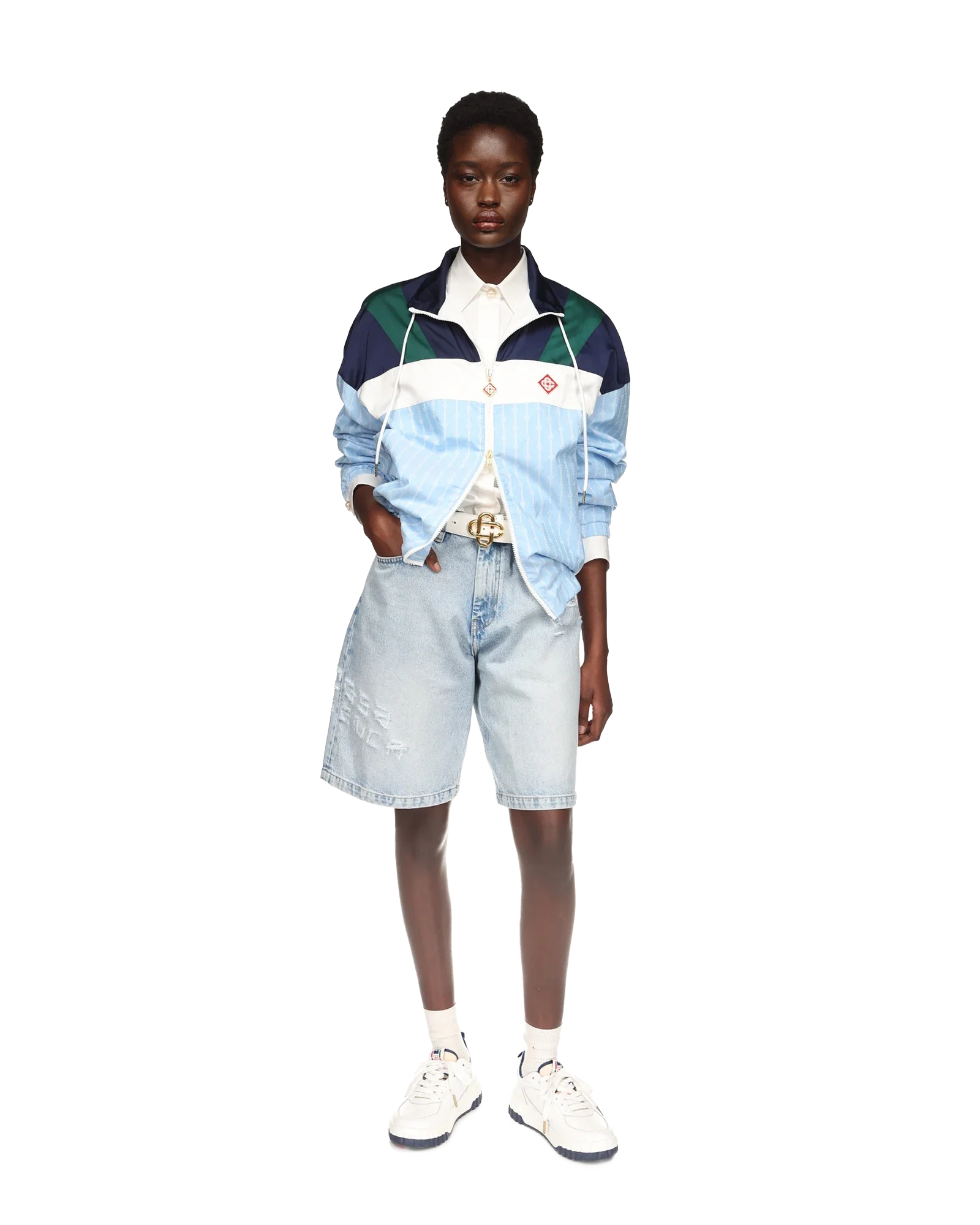 Pinstripe Nylon Track Jacket