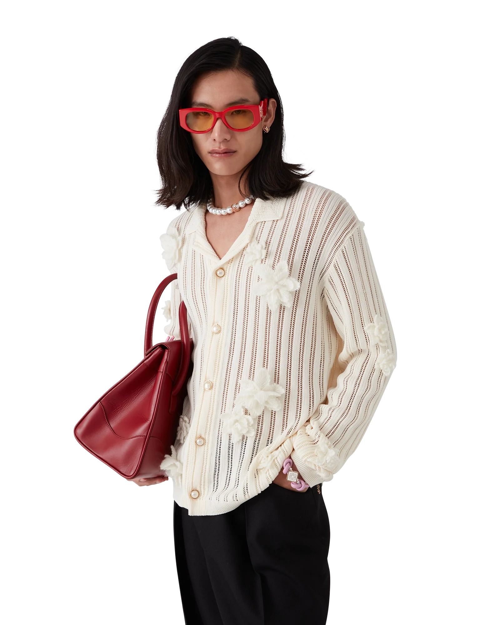 Flower Lace Knit Shirt