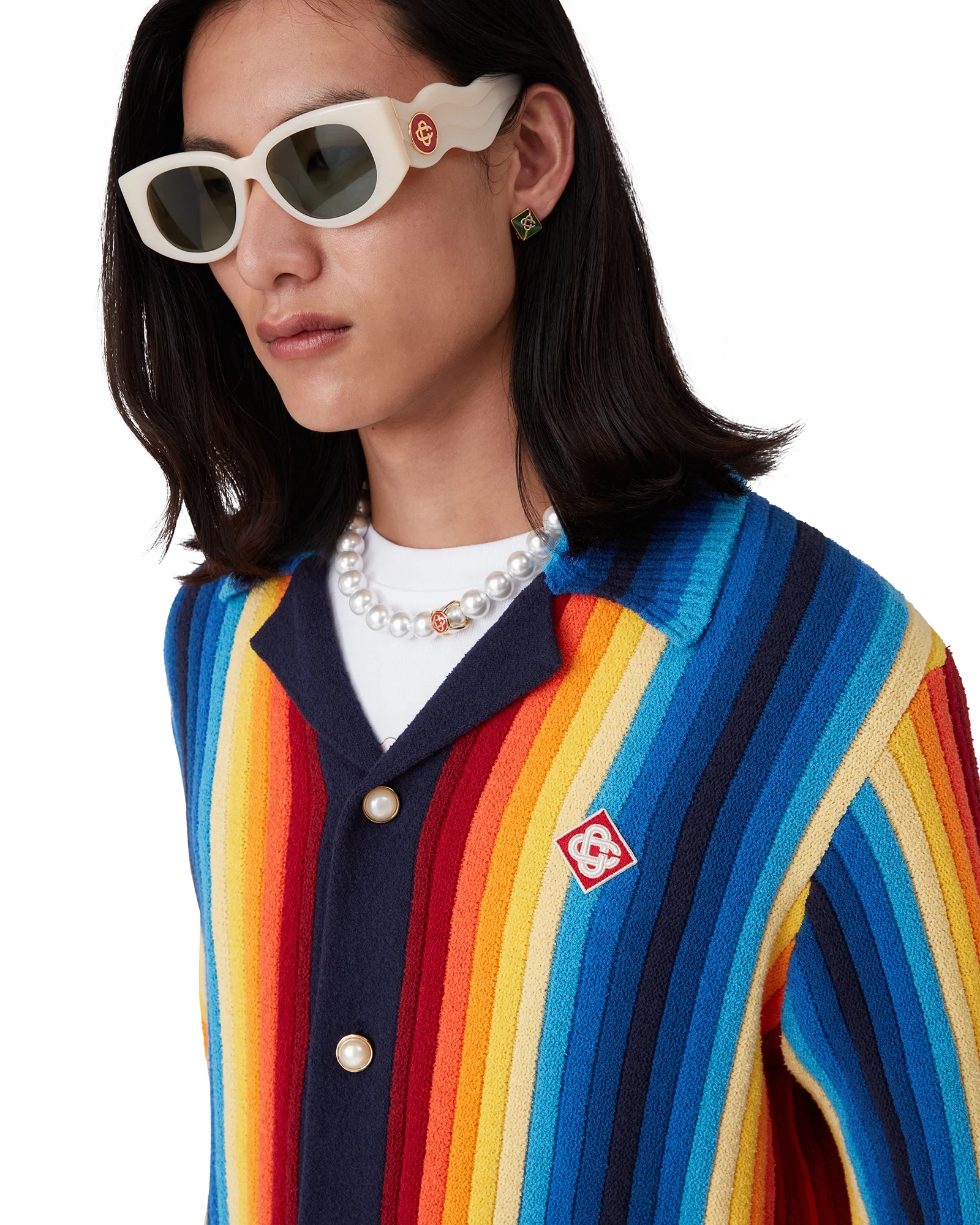 Gradient Stripe Towelling Jacket