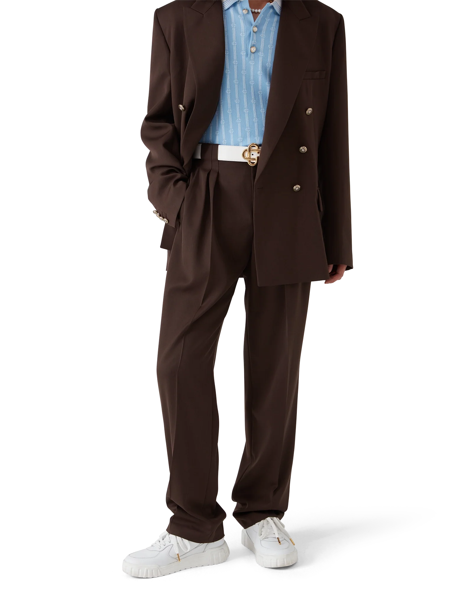 Wool Pleated Tailored Trousers