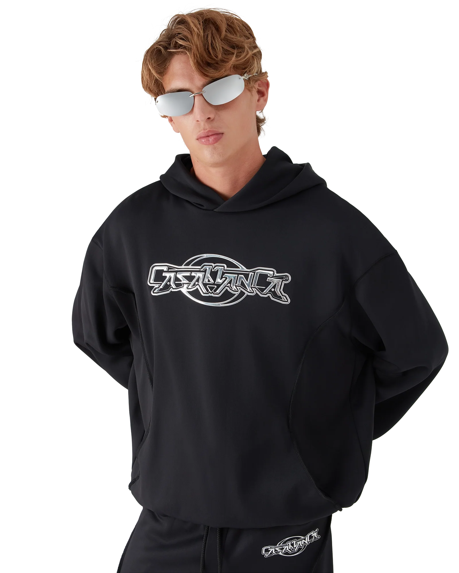 Oversized Panelled Hooded Sweatshirt