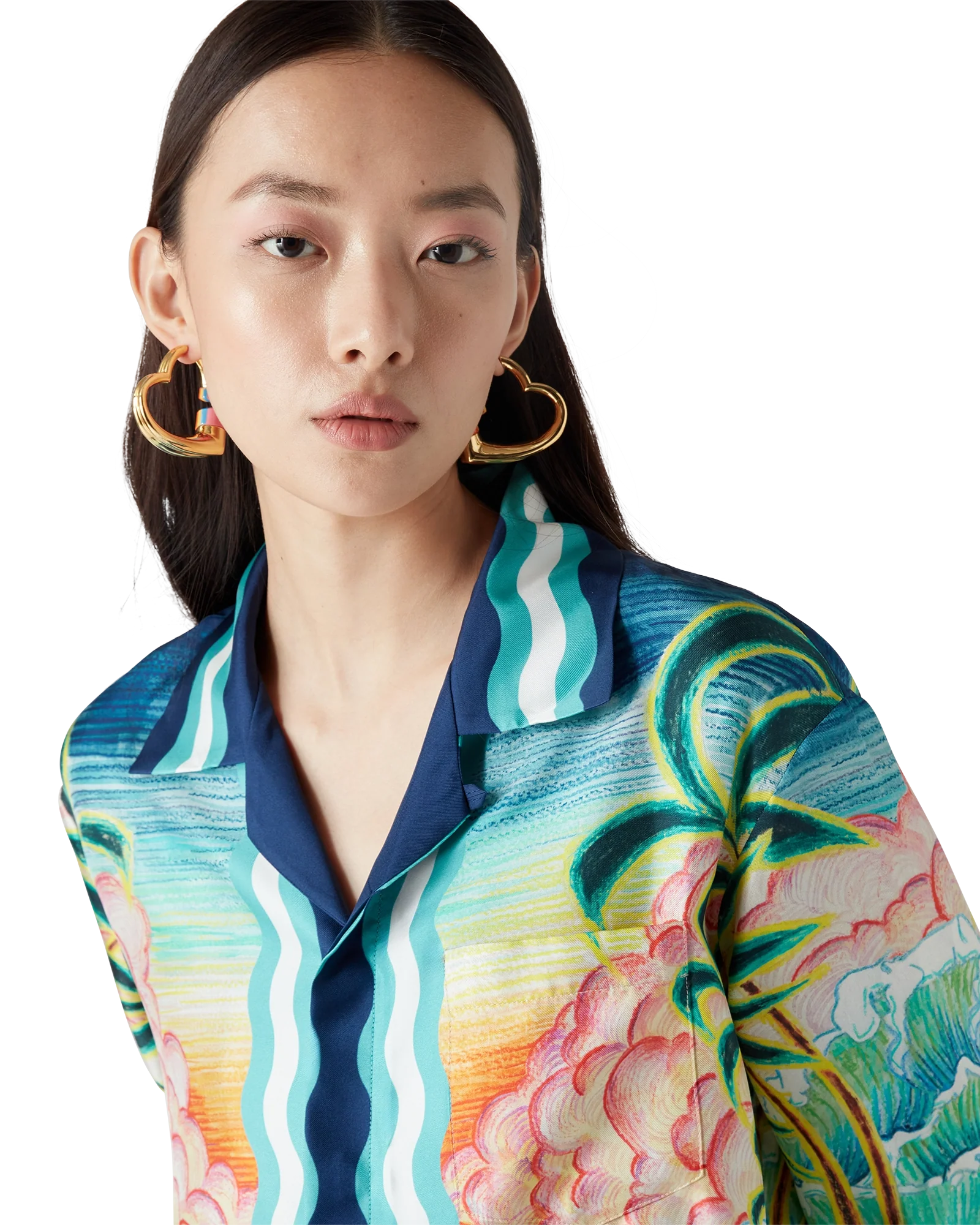 Danse De La Mer Long Sleeve Silk Shirt