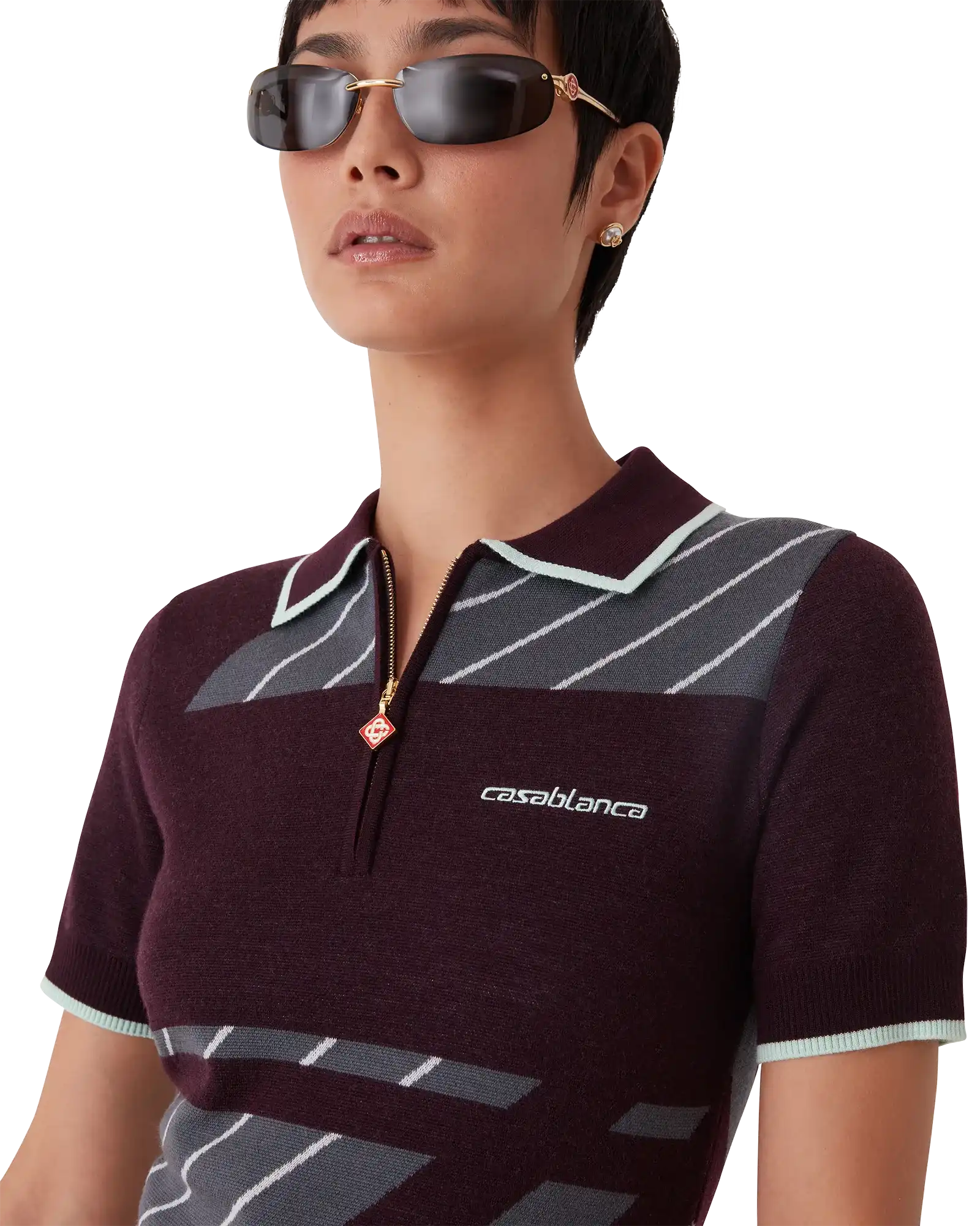 Diagonal Tennis Merino Polo Dress