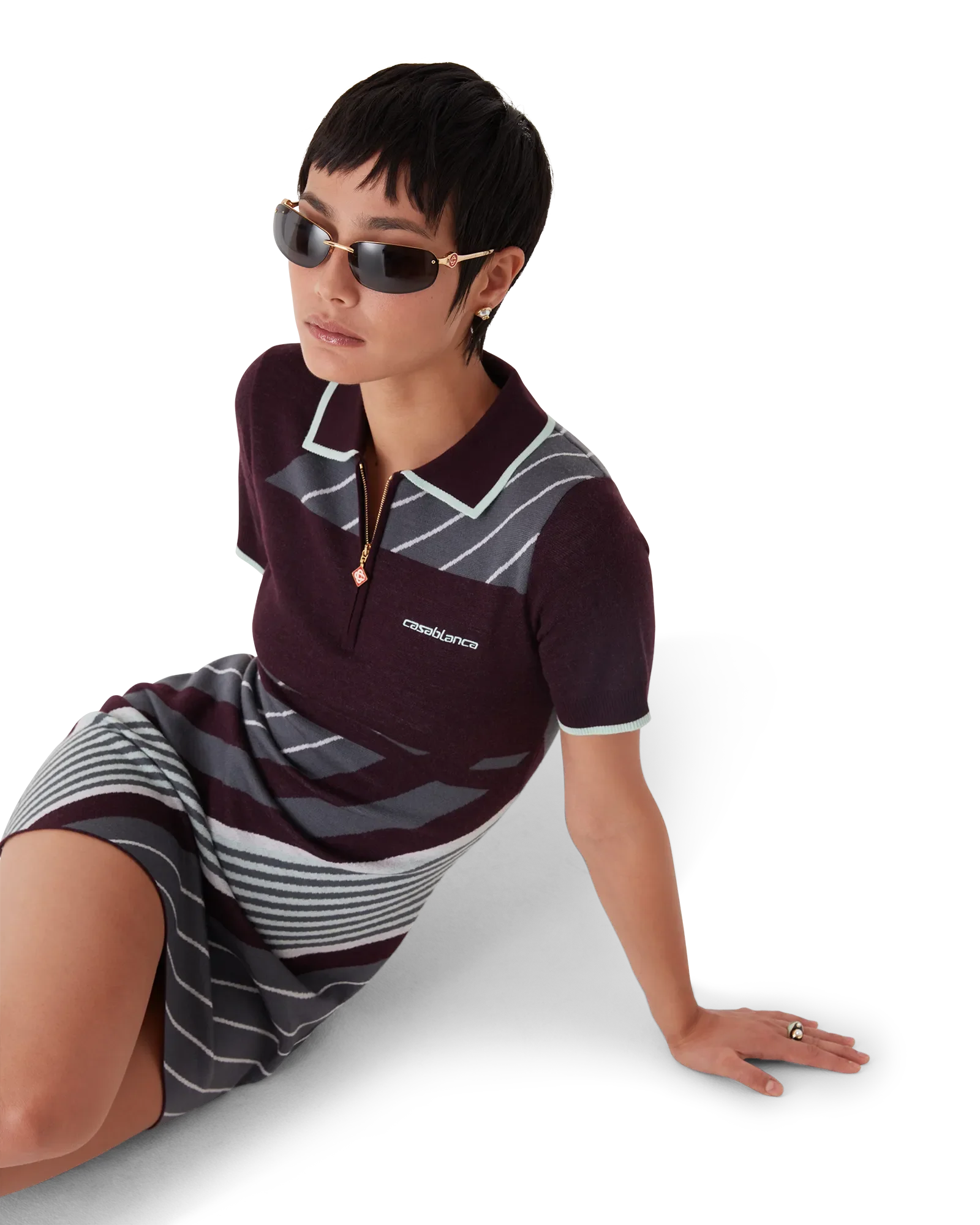 Diagonal Tennis Merino Polo Dress
