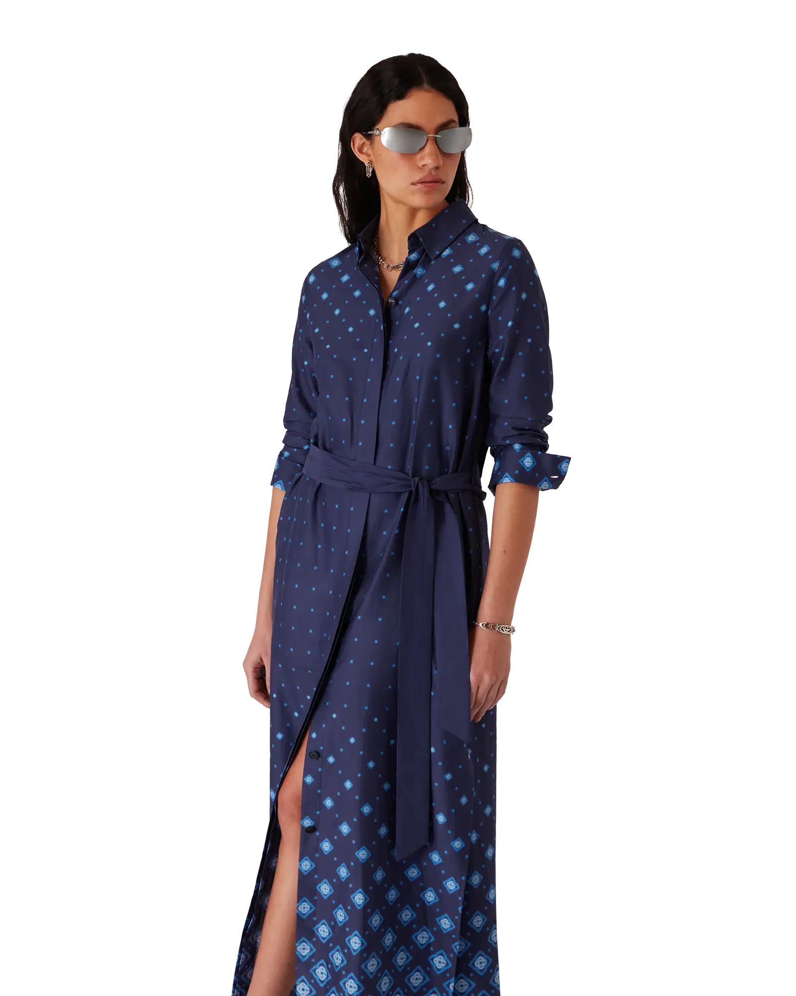 Gradient Silk Shirt Dress