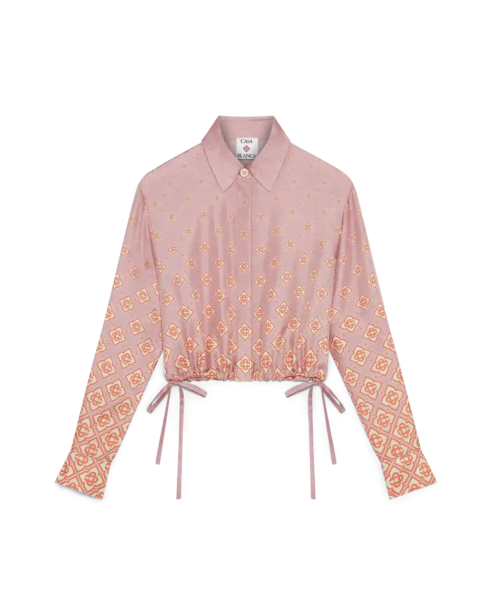 Degrade Monogram Long Sleeve Silk Shirt