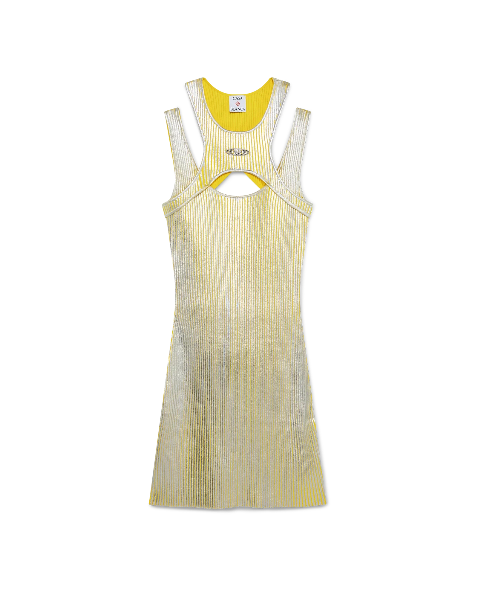 Yellow Foil Printed Mini Dress