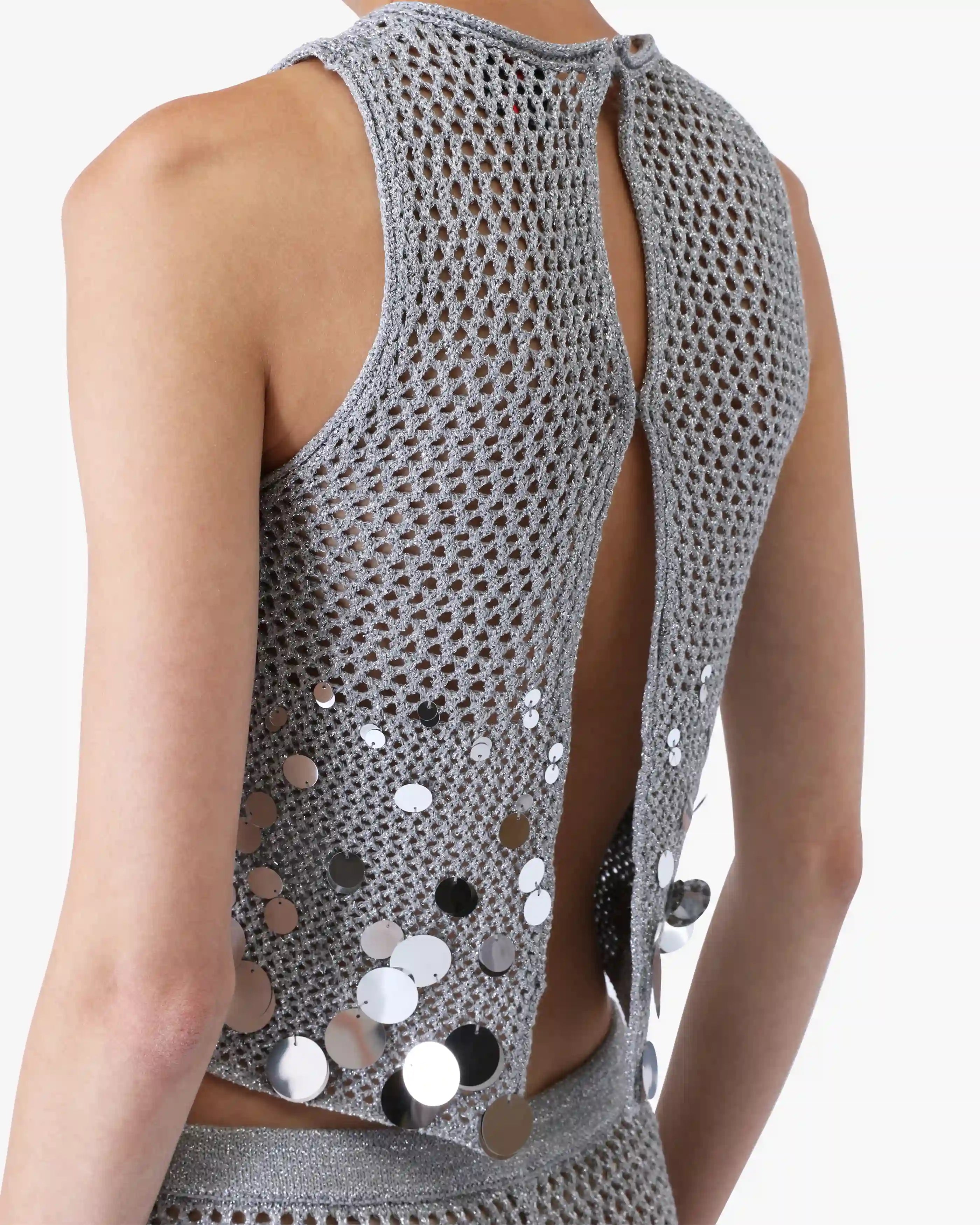 Silver Crochet Mirror Top