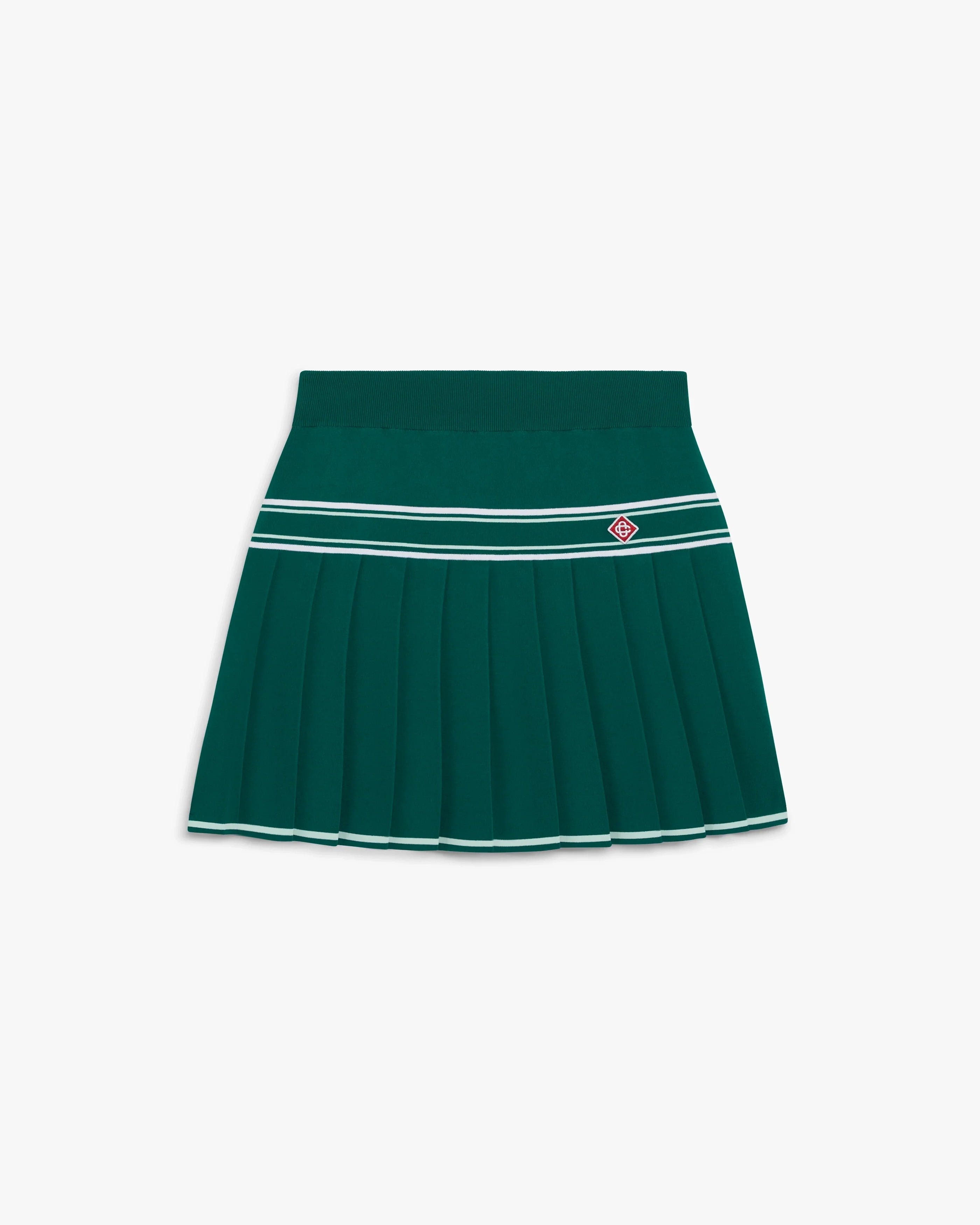 Green Pleated Knit Mini Skirt
