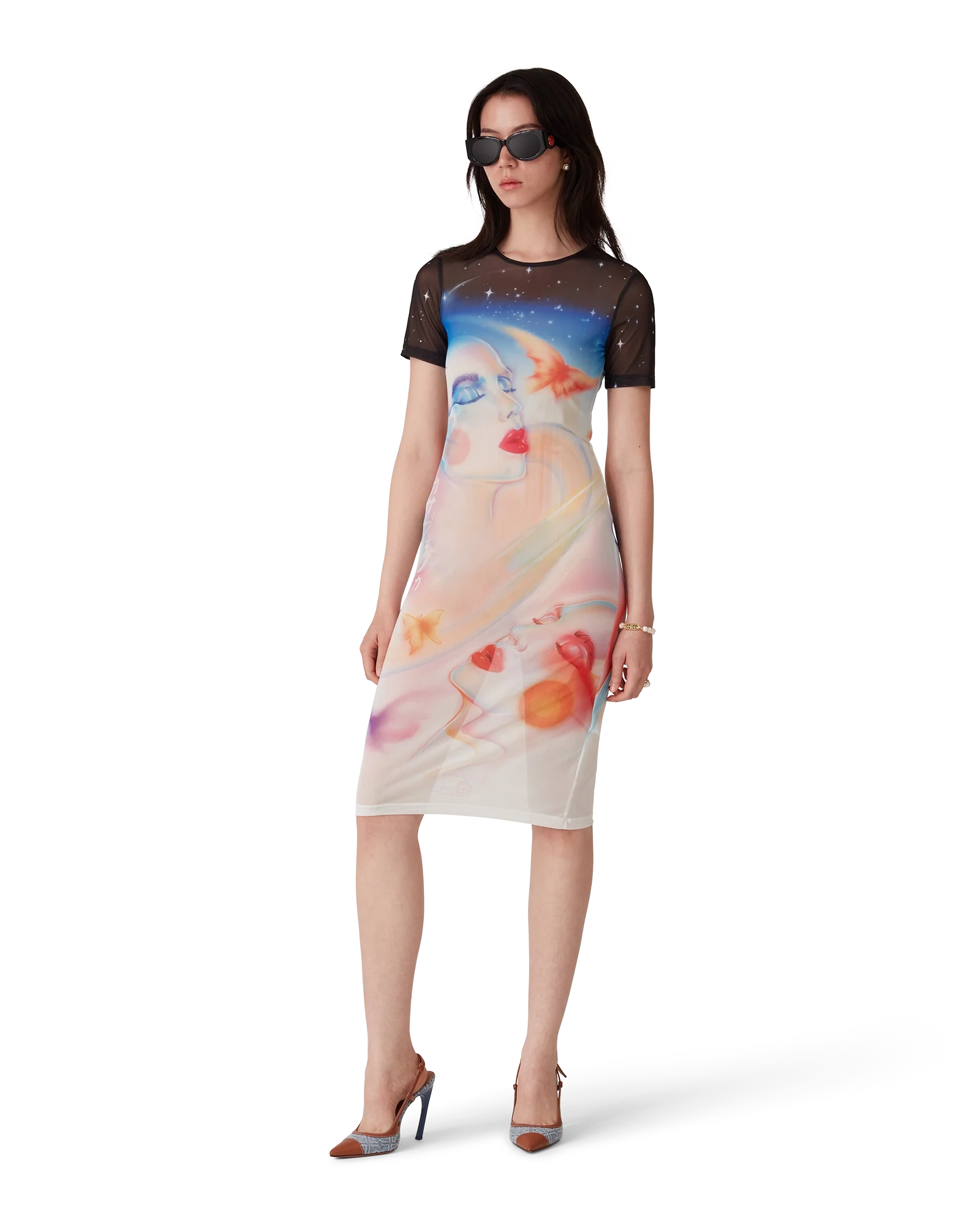 Galactic Connection Mesh Short Sleeve Dress