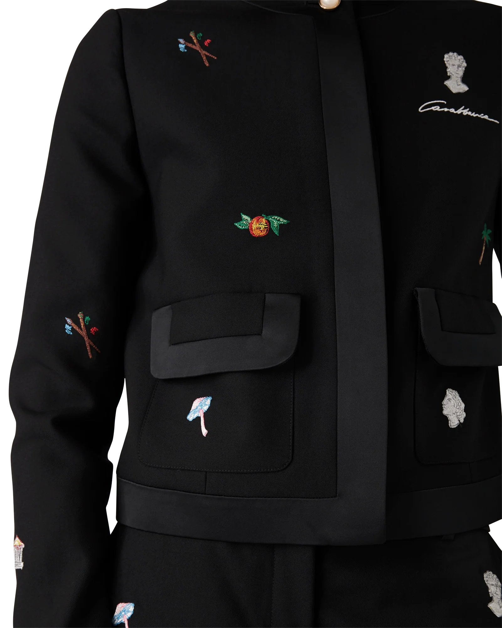 Embroidered Motif Wool Tailored Jacket