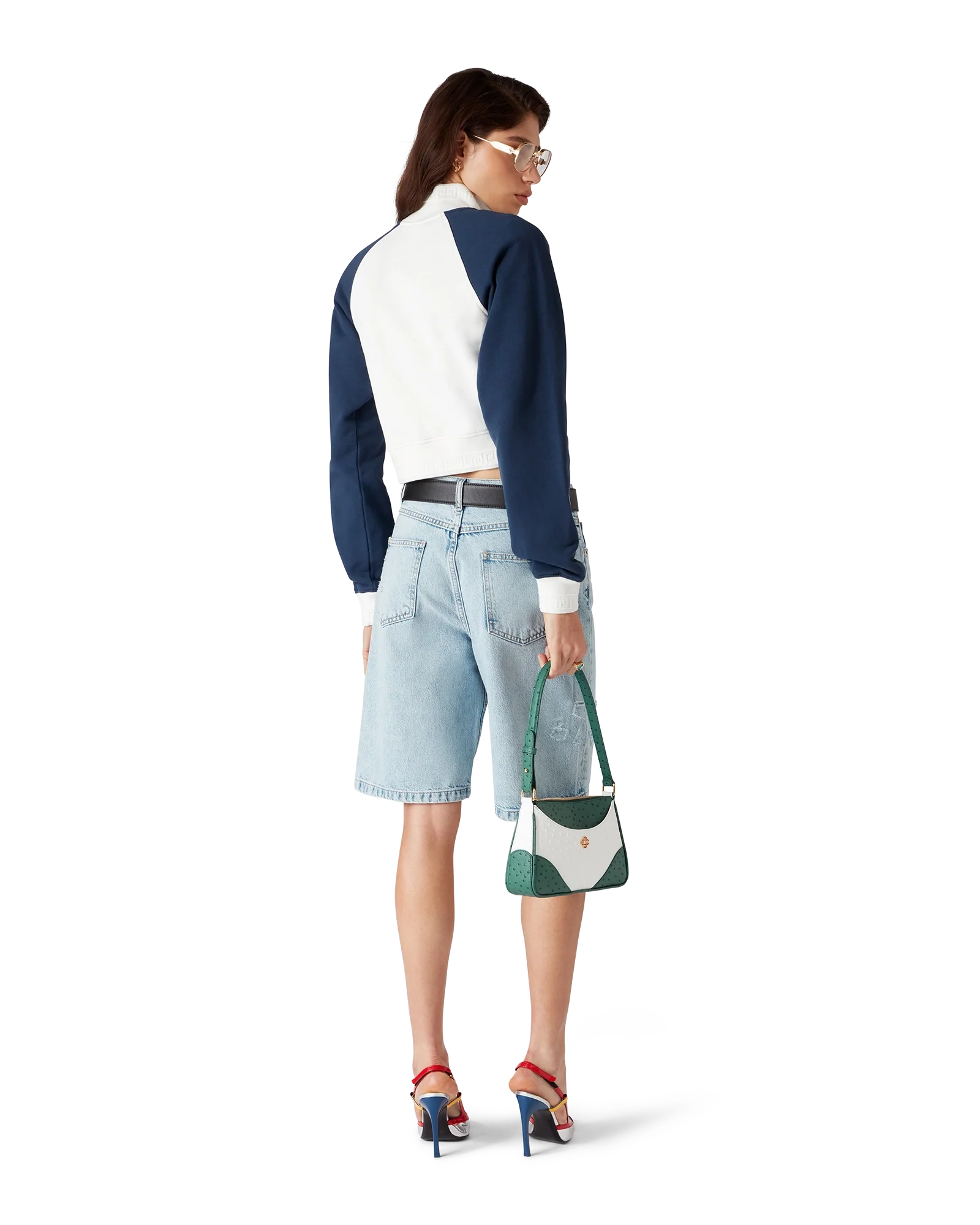 Colourblock Quarter Zip Cropped Sweatshirt