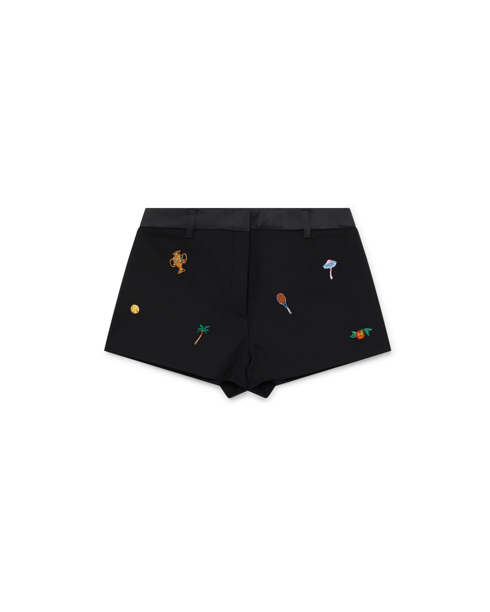 Embroidered Motif Wool Tailored Shorts