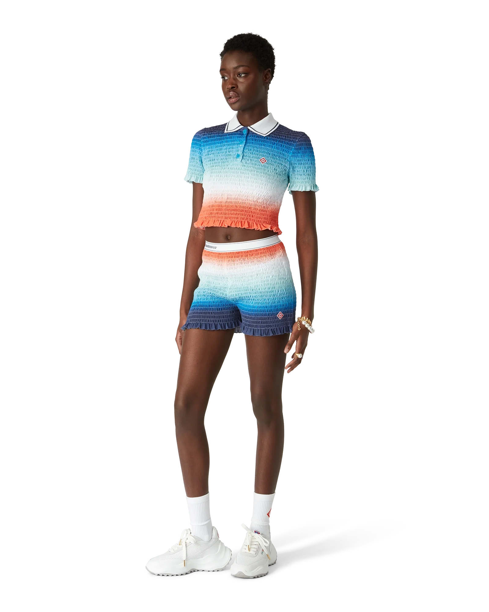 Gradient Cropped Polo Shirt