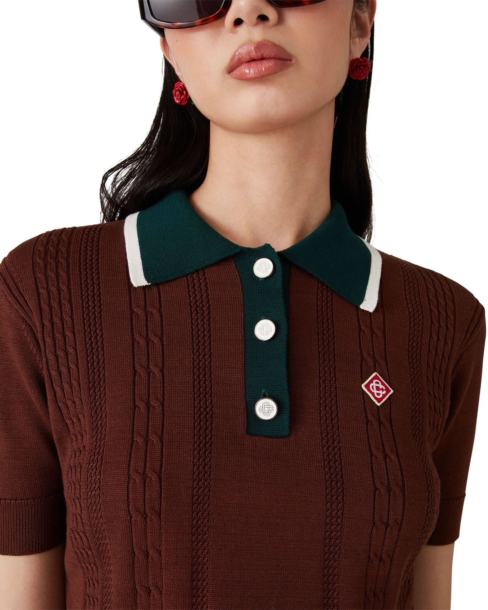 Cable Knit Polo Shirt