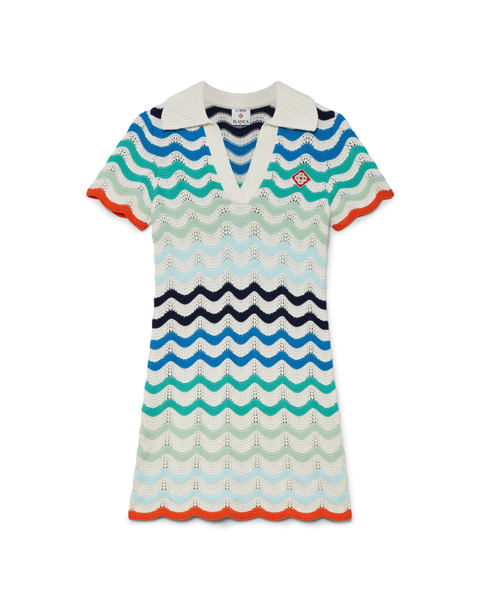 Gradient Wave Crochet Mini Dress