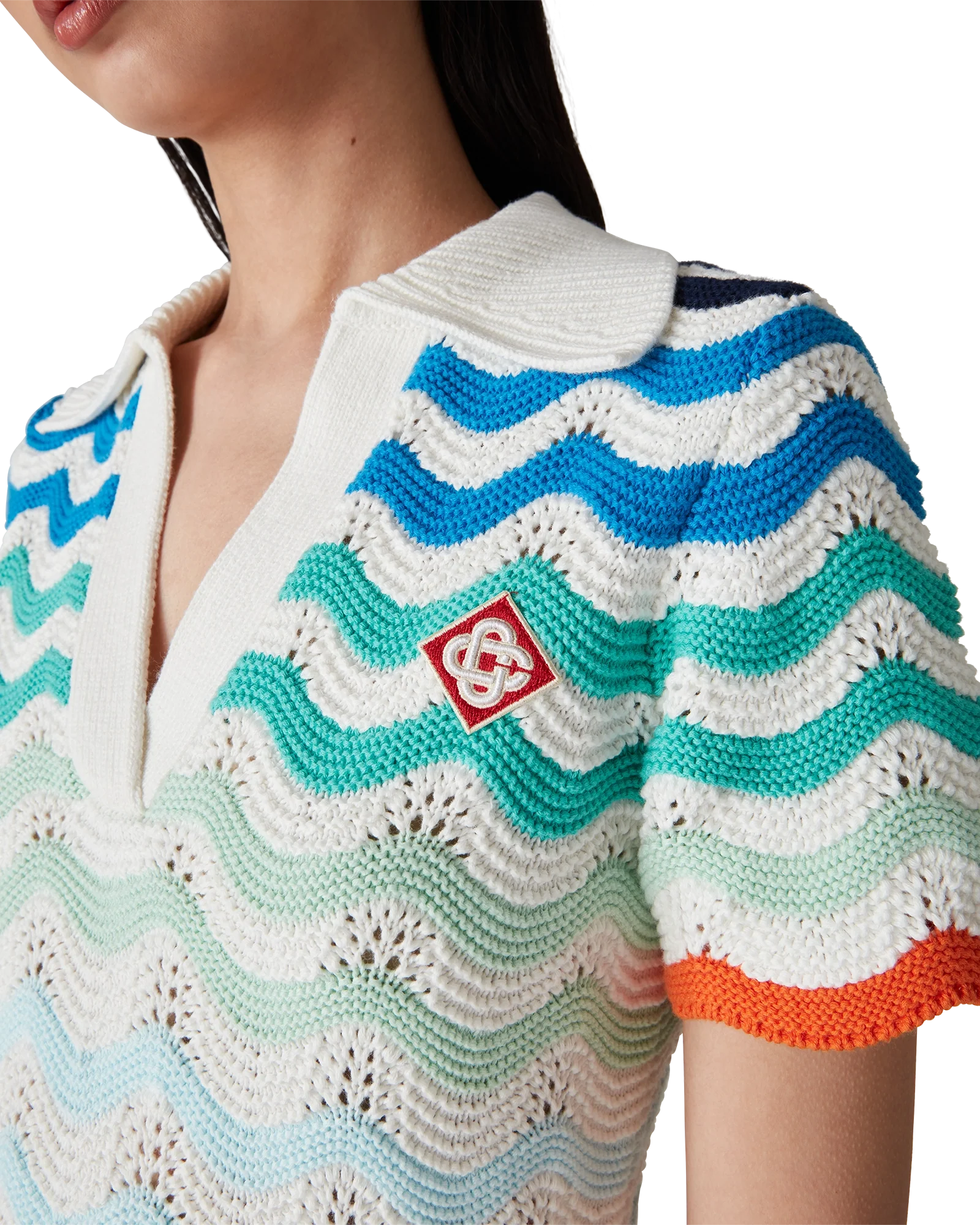 Gradient Wave Crochet Mini Dress