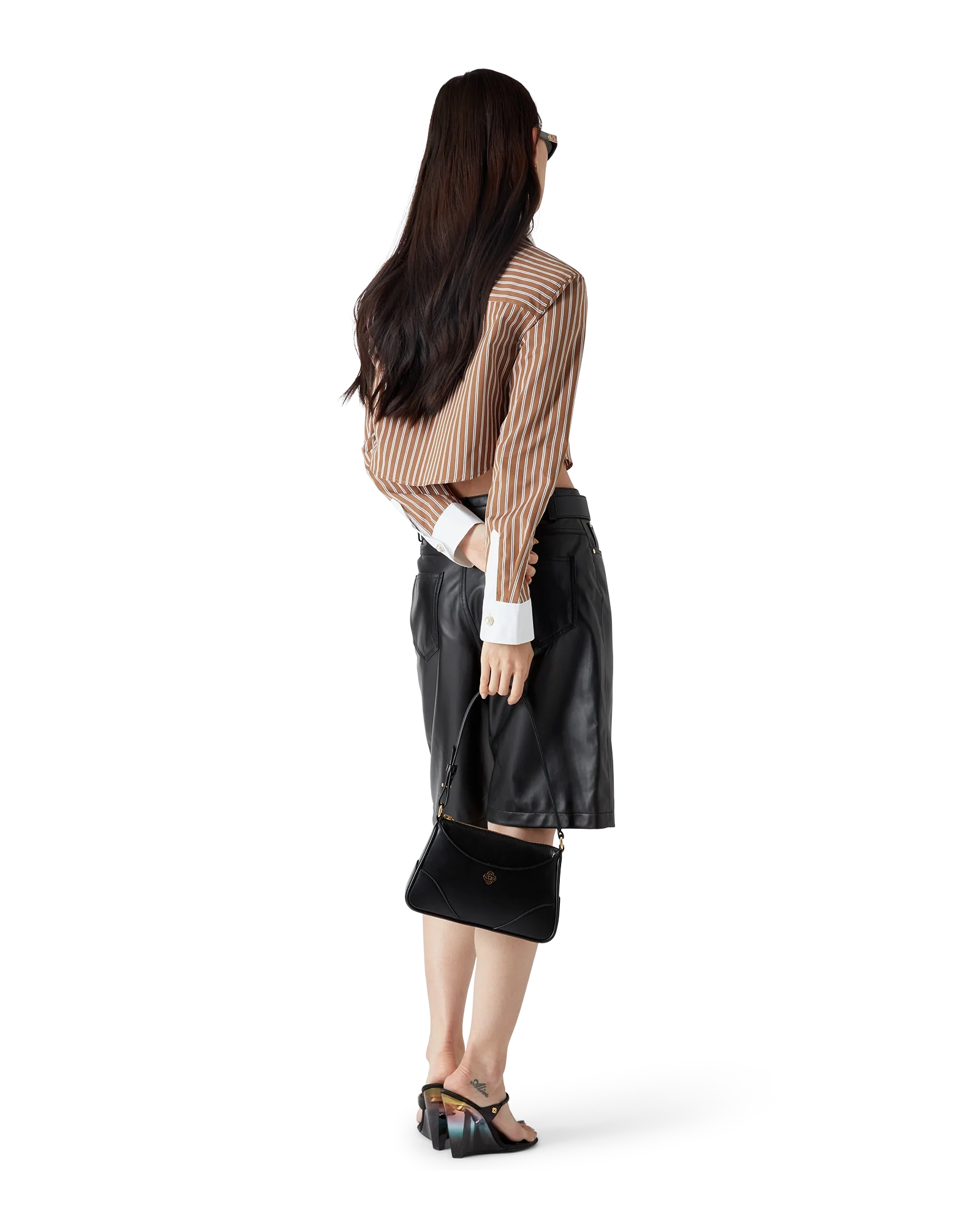 Stripe Cropped Long Sleeve Shirt