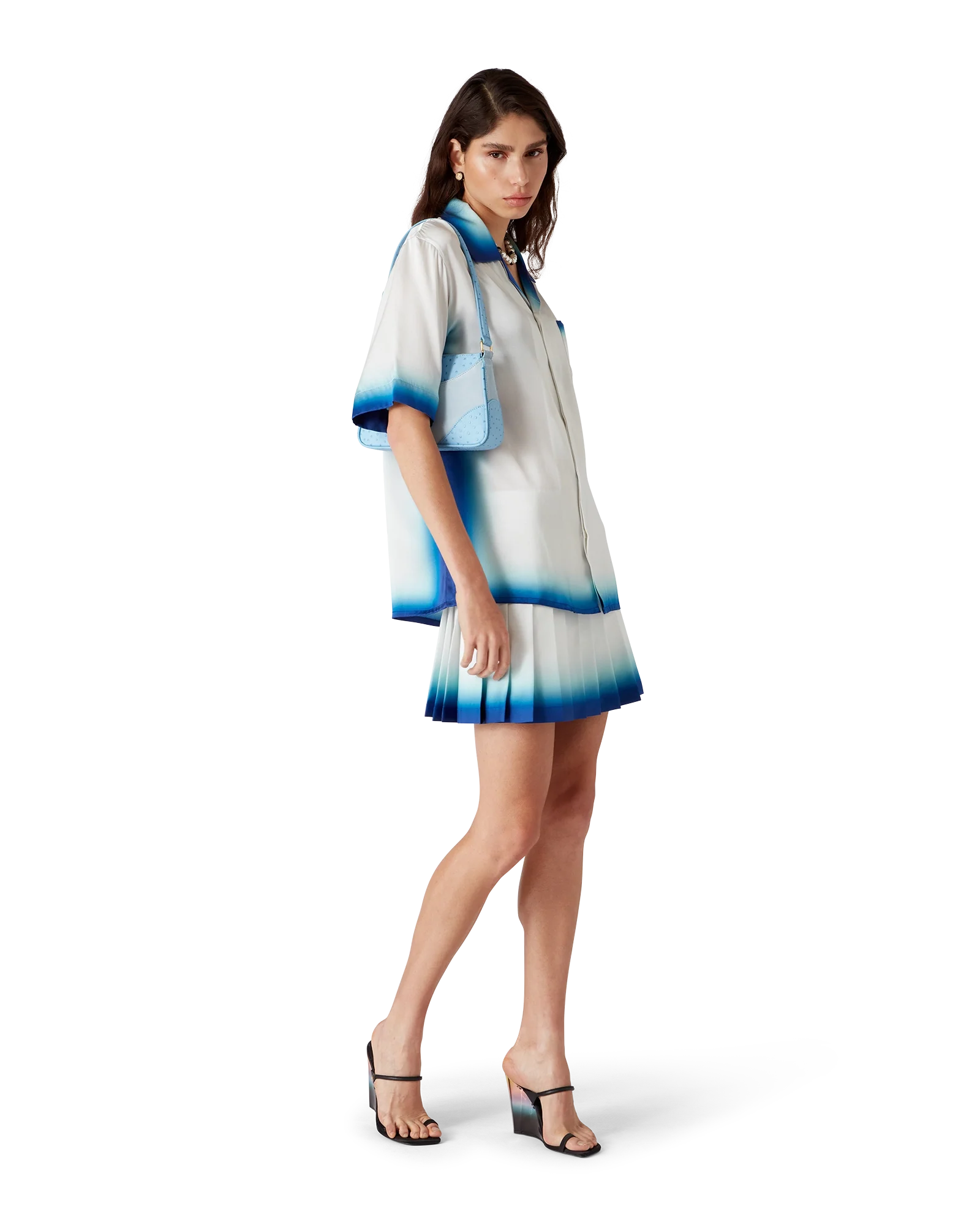Casa Way Skate Pleated Silk Skirt