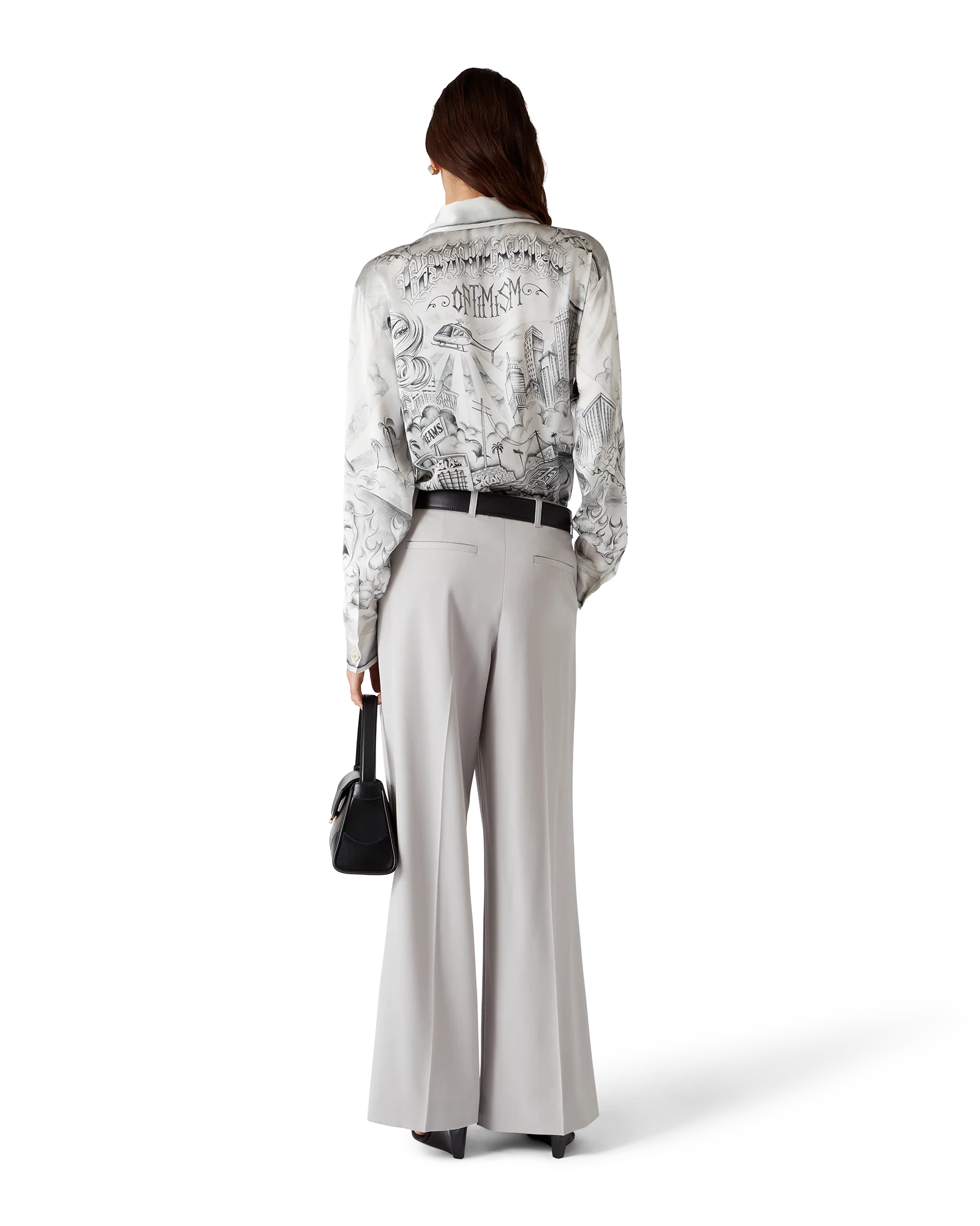Wool Triple Pleat Tailored Trousers