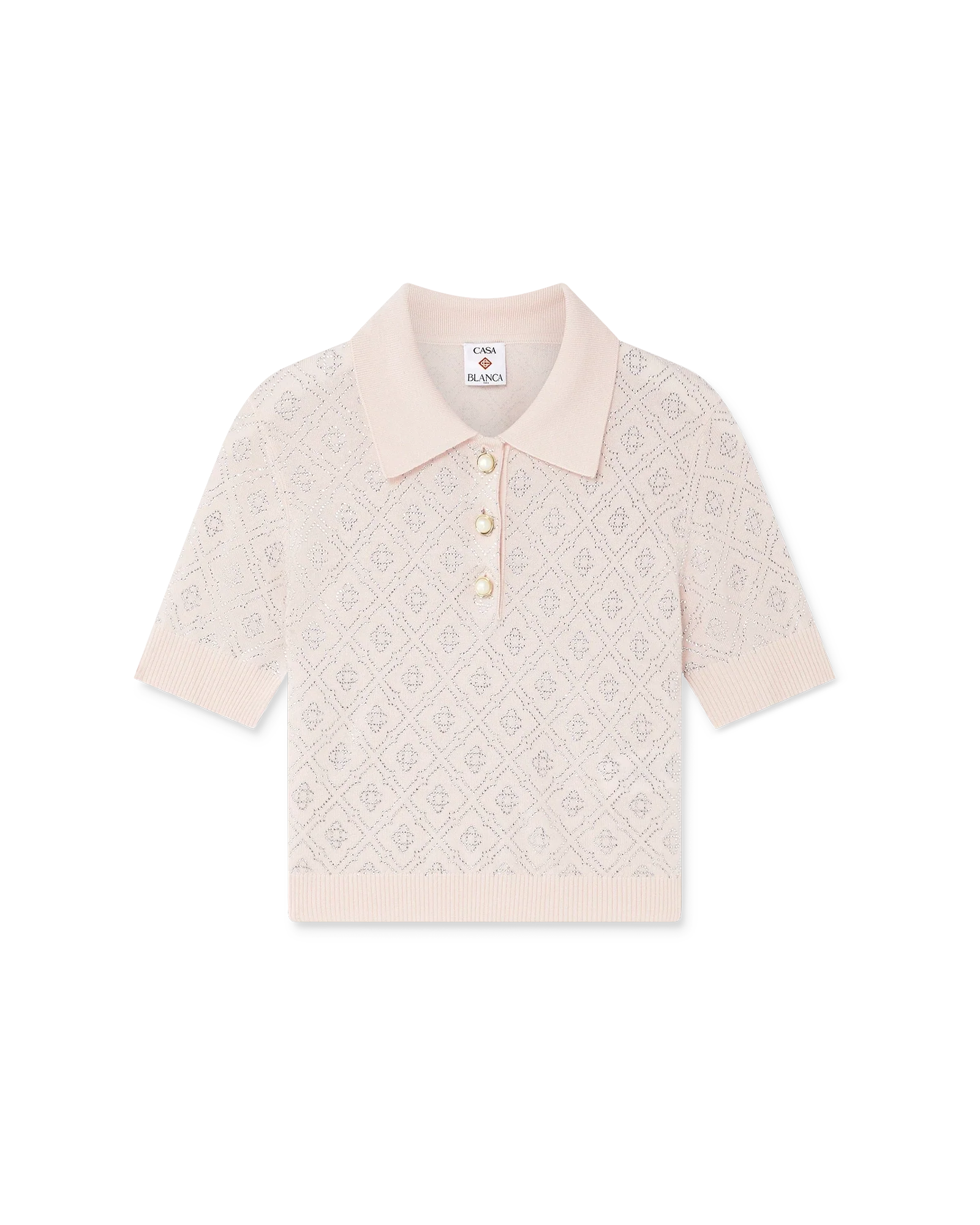 Crystal Monogram Knit Polo Shirt