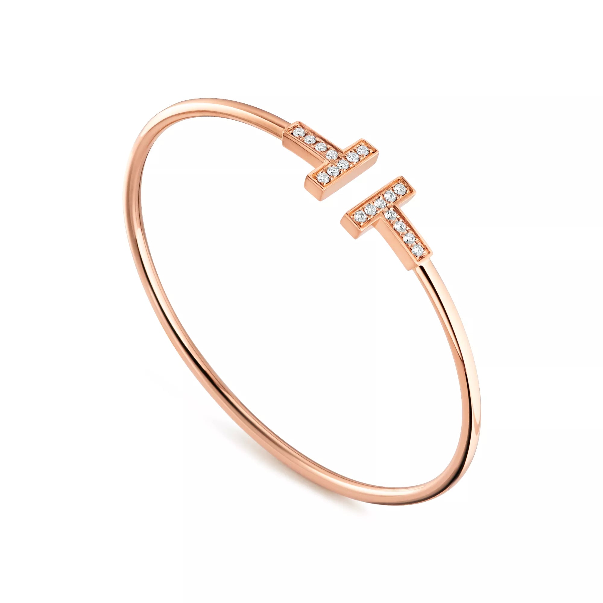 AV T Bracelet - Rose Gold Wire with Diamonds