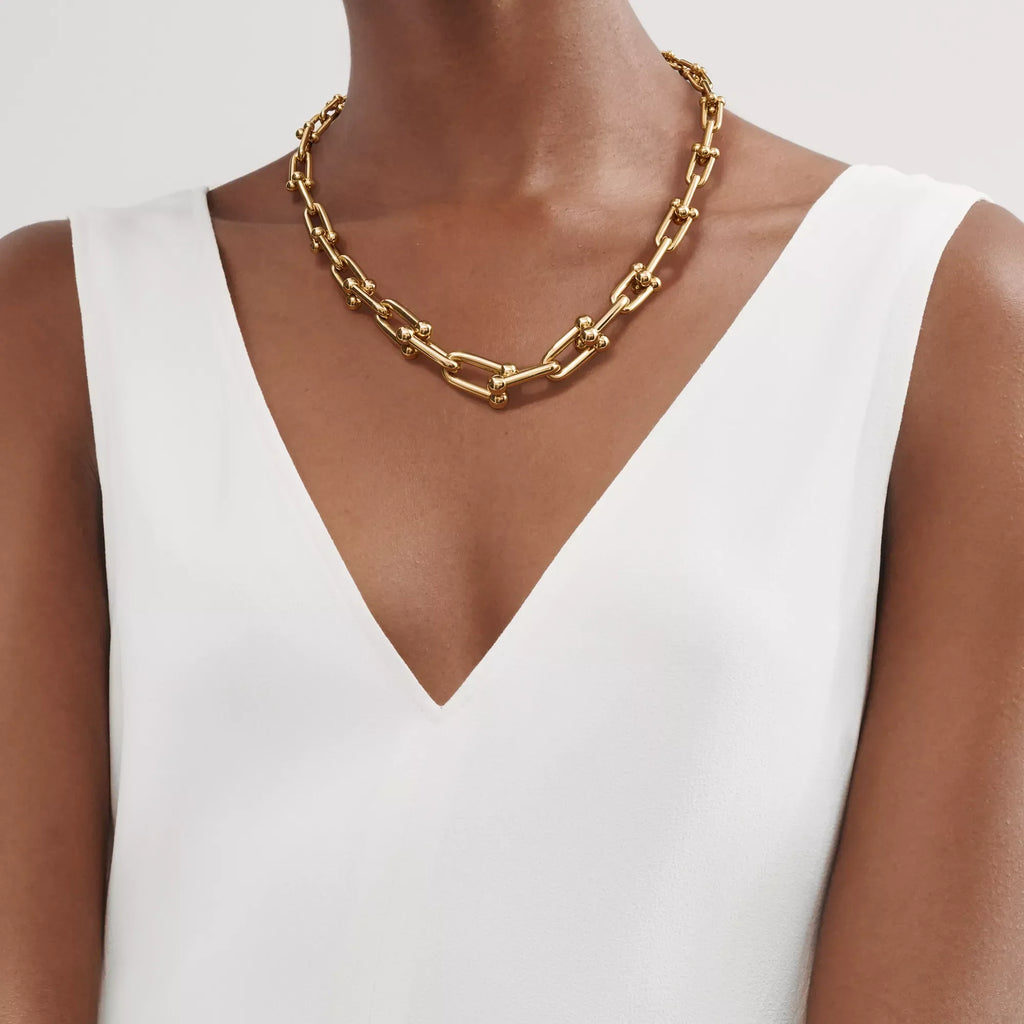 AV Pulse Necklace - Graduated Link (Yellow Gold)