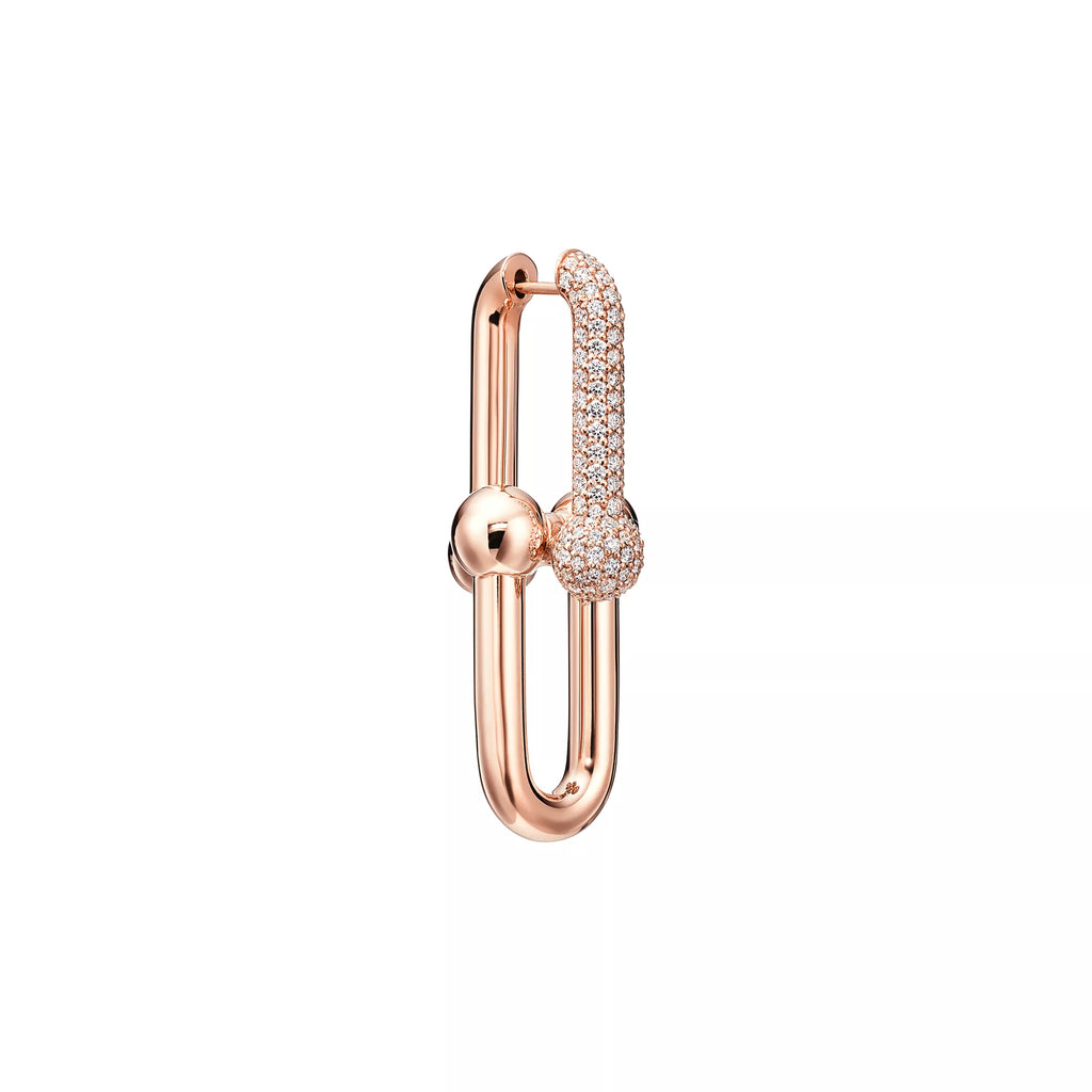AV Pulse Earrings - Medium Link Pavé Diamonds (Rose Gold)