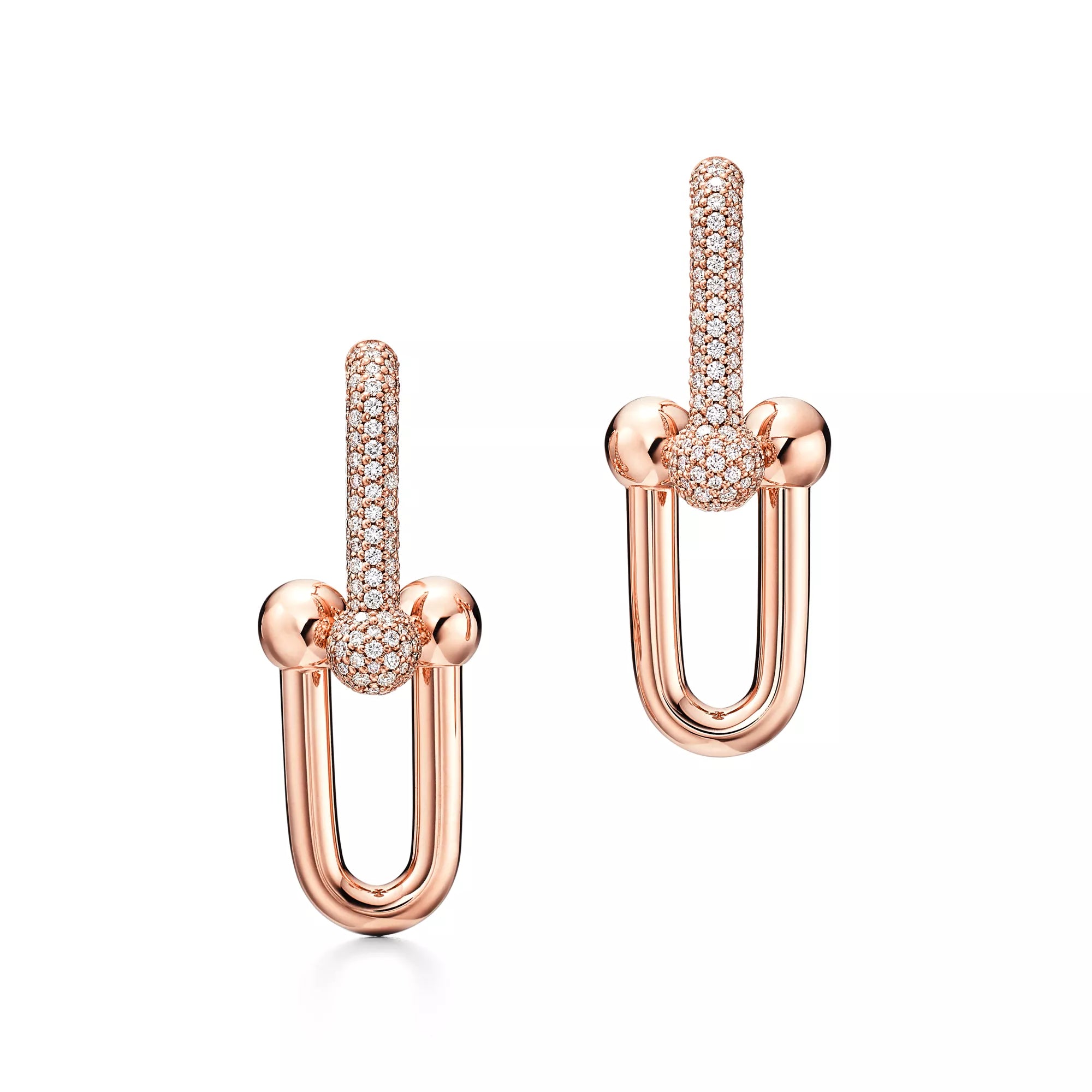 AV Pulse Earrings - Medium Link Pavé Diamonds (Rose Gold)