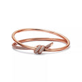 AV Lucent Bracelet - Double Row Diamond Hinged Bangle (Rose Gold)
