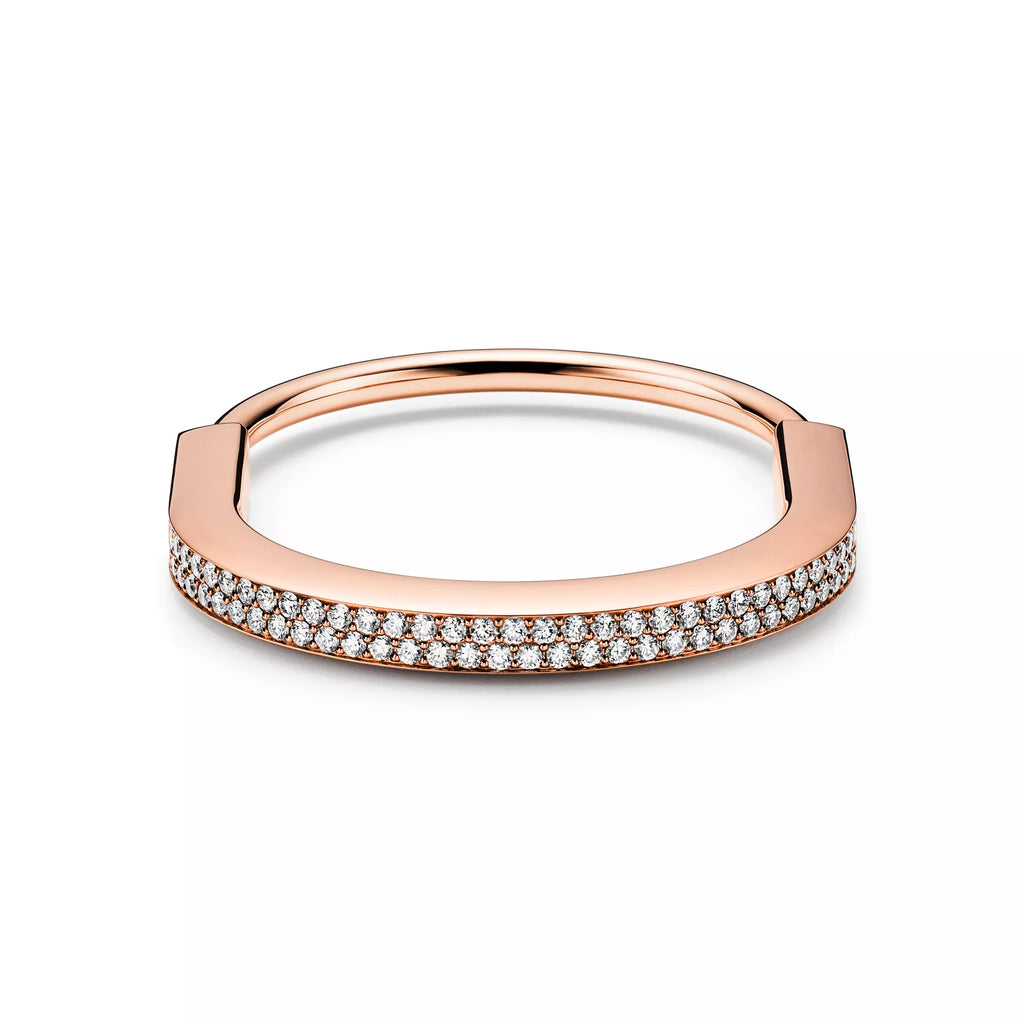 AV Lock bracelet - Bangle in Rose Gold with Full Pavé Diamonds