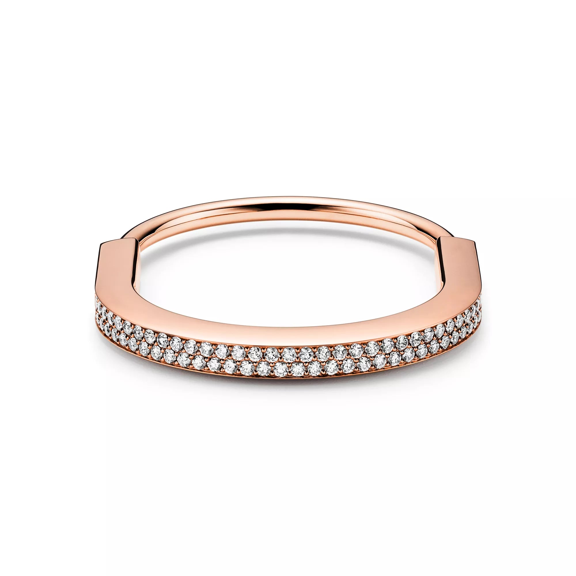 AV Lock bracelet - Bangle in Rose Gold with Full Pavé Diamonds