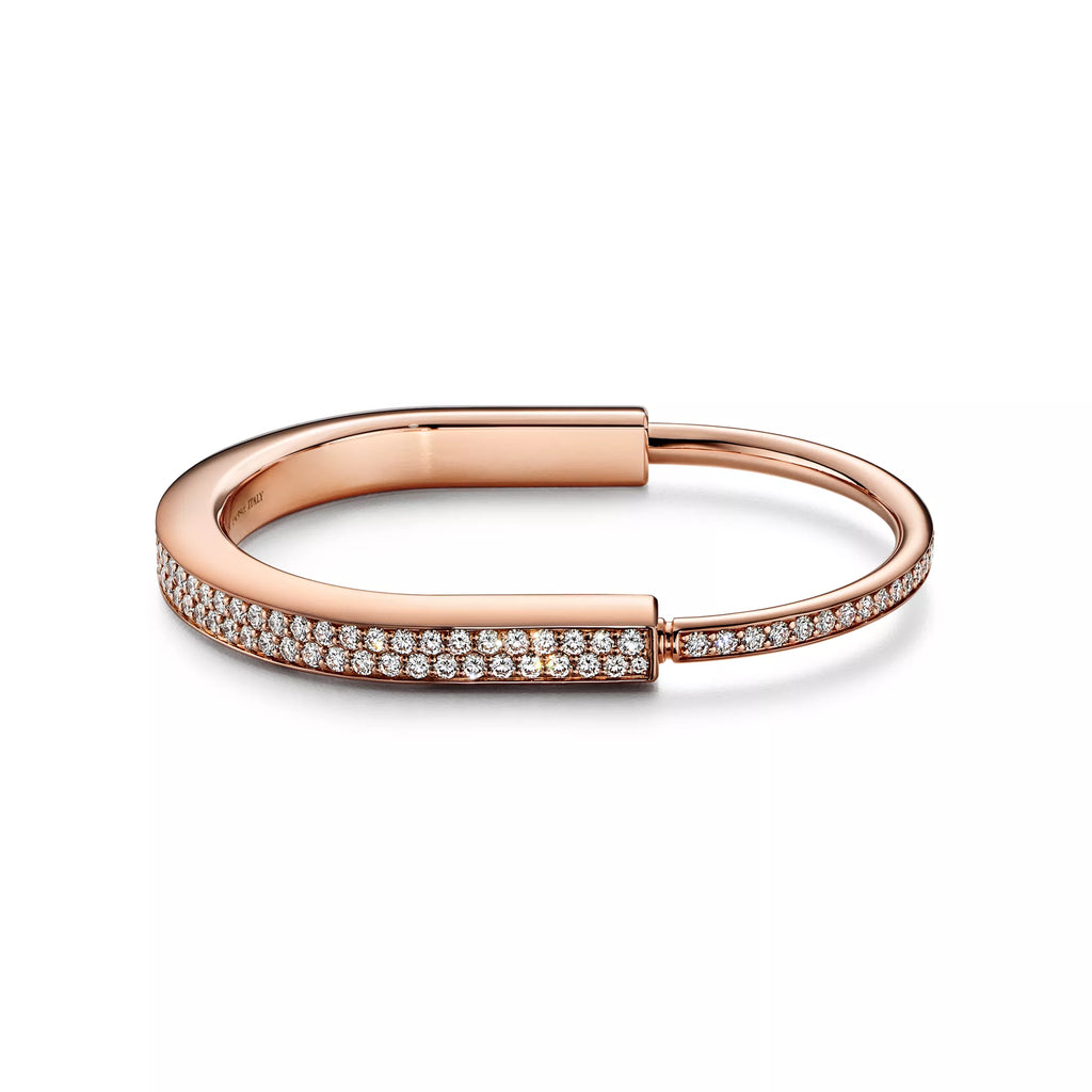 AV Lock bracelet - Bangle in Rose Gold with Full Pavé Diamonds