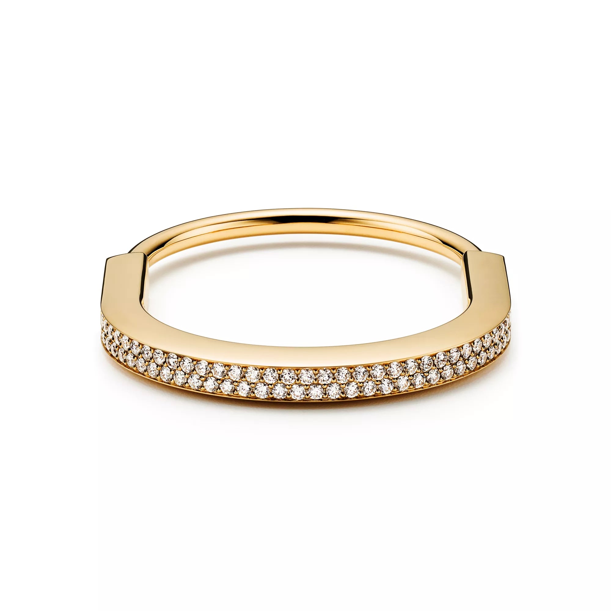 AV Lock bracelet - Bangle in Yellow Gold with Full Pavé Diamonds