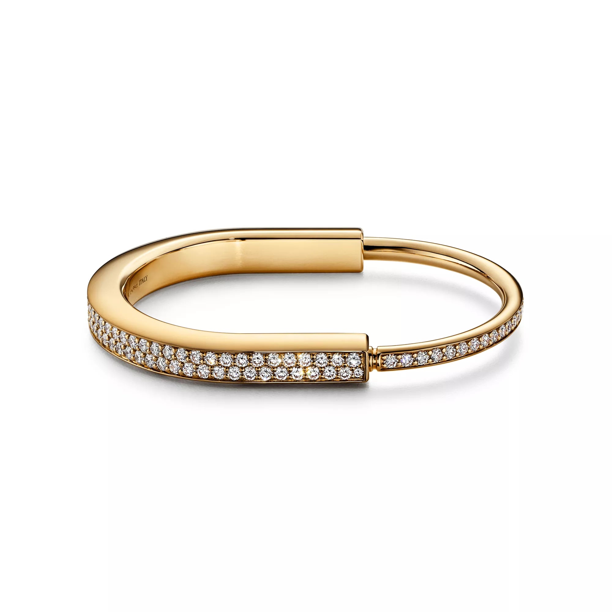 AV Lock bracelet - Bangle in Yellow Gold with Full Pavé Diamonds