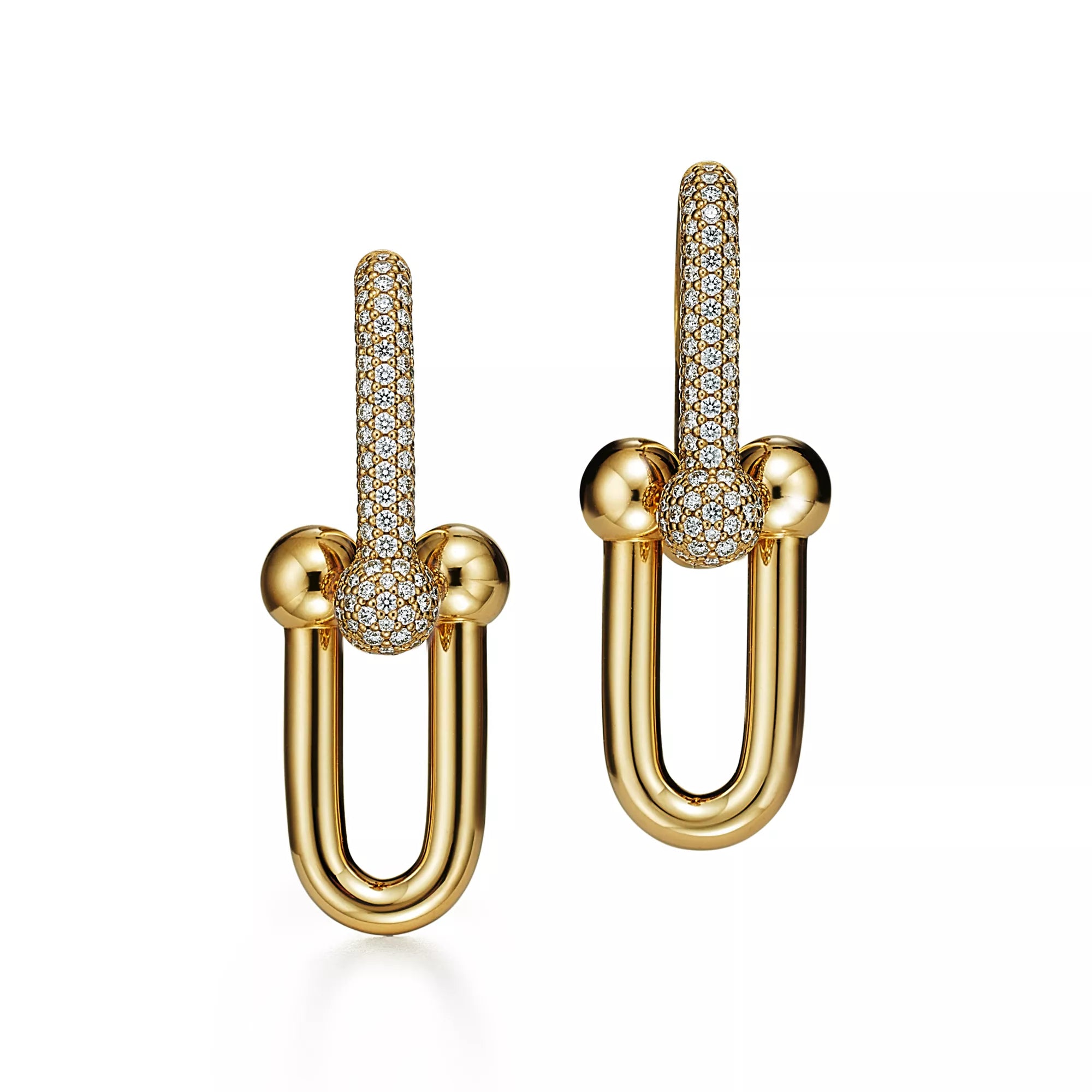 AV Pulse Earrings - Medium Link Pavé Diamonds (Yellow Gold)